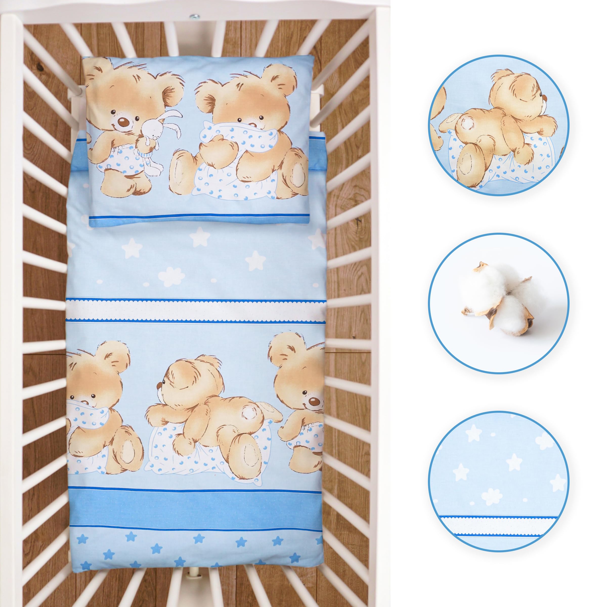 Parure De Lit Bébé Baby's Comfort - 2 Pièces Réversible - 100% Coton - Housse Couette Et Taie D'oreiller