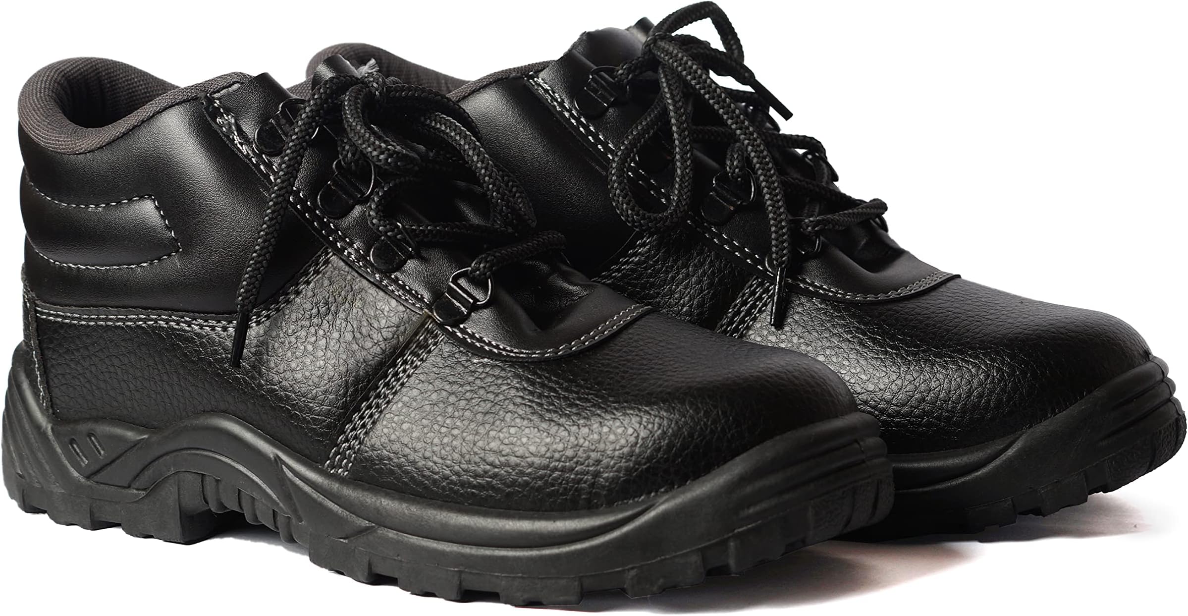 High Ankle Steel Toe Safety Shoes with Good Bond Strength for Industrial Work, 100% rexcine | Waterproof | Puncture Proof | Anti- Skid |(UK-9,Black)