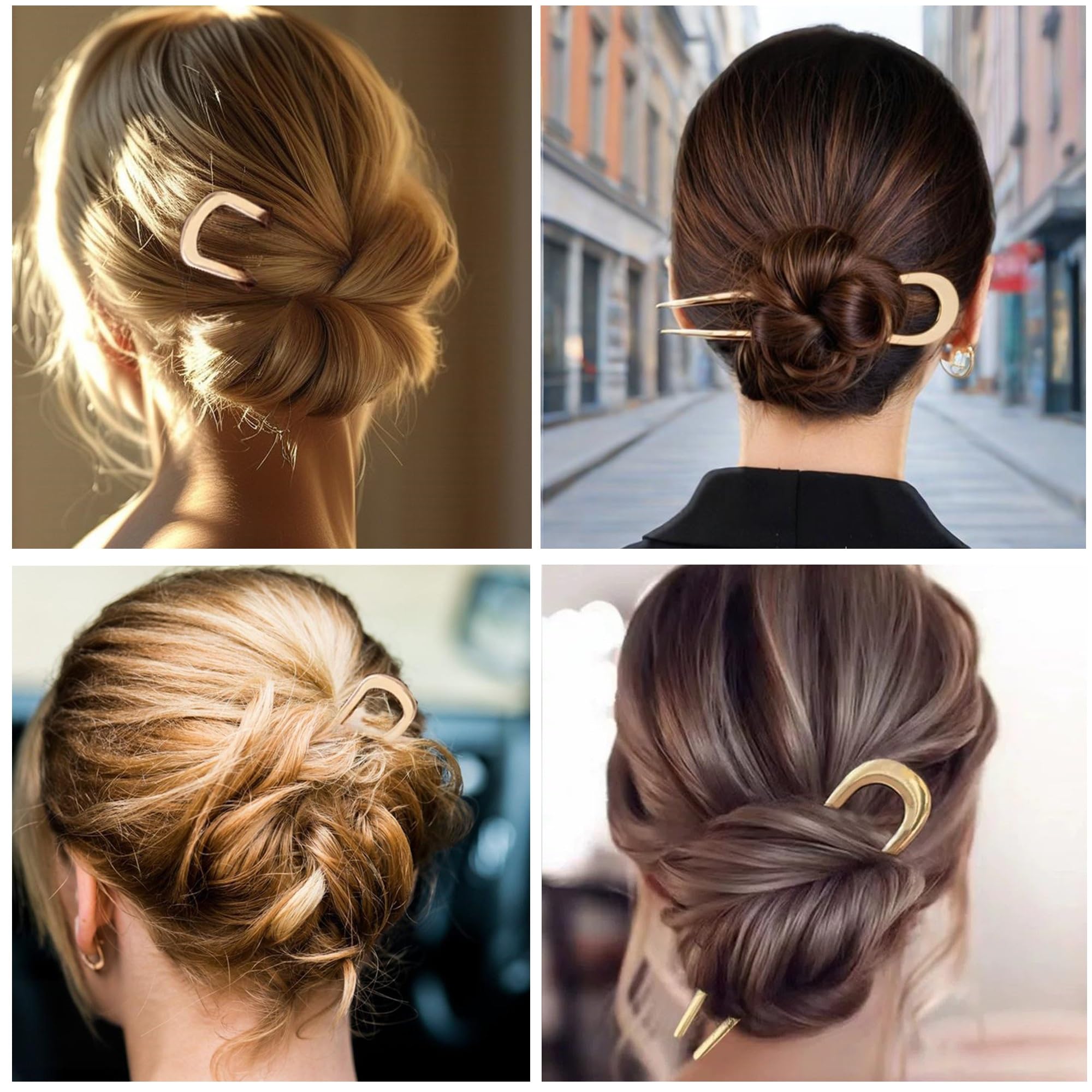 2 Pack Gold Metal French Hair Pin Twist French Pins Chignon U Shaped Hairpin For Women Fine Thick Hair, 2Pack Gold, 1 count (Pack of 2) - Image 3
