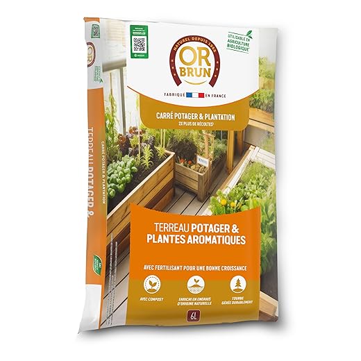 Or Brun Terreau Potager & Plantes Aromatiques - 6L - Croissance Rapide - Utilisable en Agriculture Biologique OBRTARO6U