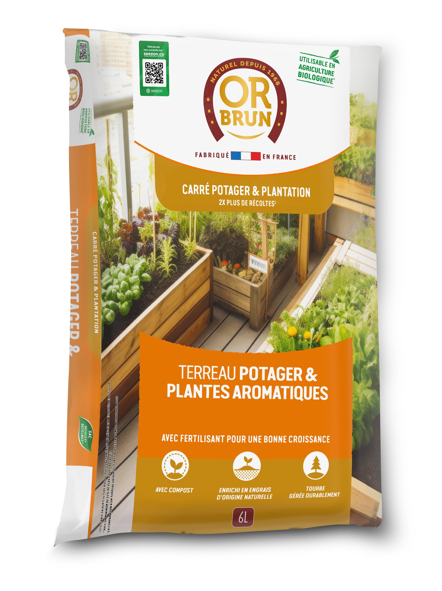 Terreau Potager et Plantes Aromatiques Or Brun pour vos herbes fraîches du balcon