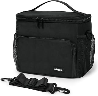 Gloppie Flight Crew Lunch Bag with Luggage Trolley Sleeve - Professional Insulated Cooler Bag for Flight Attendants & Pilots, Leakproof Lunch Box with Reinforced Structure for Travel & Work, Black