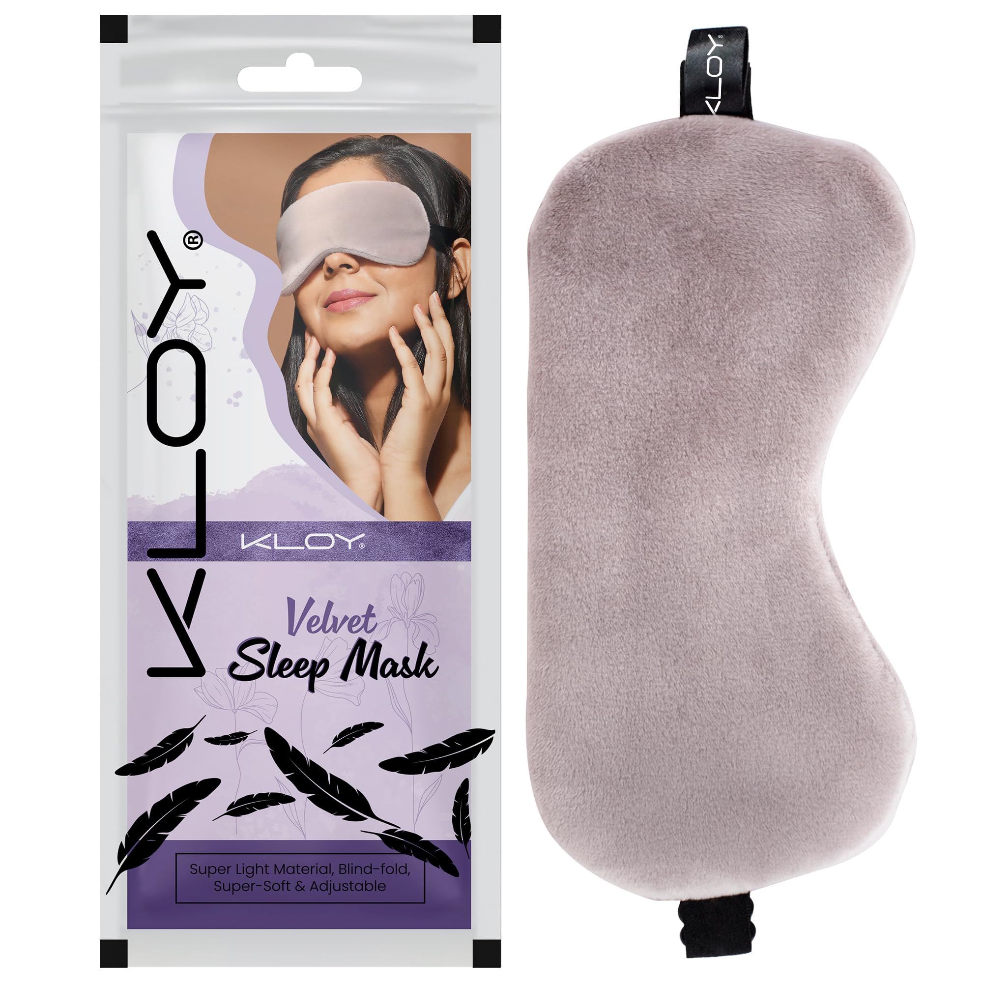 KLOY Velvet Sleep Eye Mask – Super Soft, Smooth & Breathable with Adjustable Strap for Ultimate Comfort, Light Blocking & Deep Sleep – Ideal for Travel, Meditation, Naps, Relaxation & Stress Relief (Grey)-picture-10