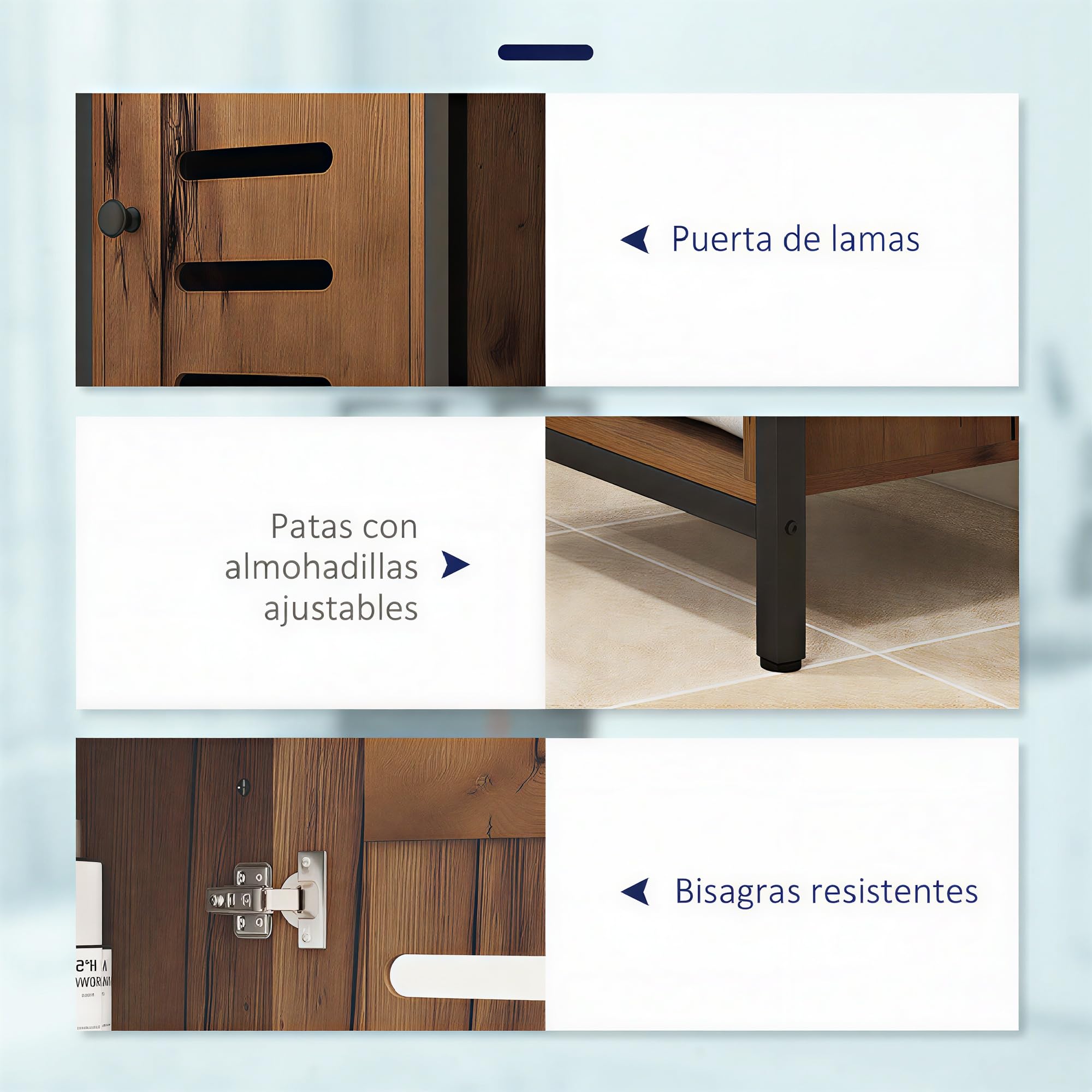 kleankin Armario de Baño Alto con Puerta de Lamas, Estantes Ajustables y Compartimentos Abiertos, Columna de Baño Estrecha, Marco de Acero, 37x30x167 cm, Marrón Rústico