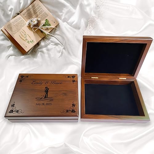 Customized Couples Memory Box with Engraved Names Wedding Day Keepsake Organizer Personalized Marriage Gift with Custom Engraving