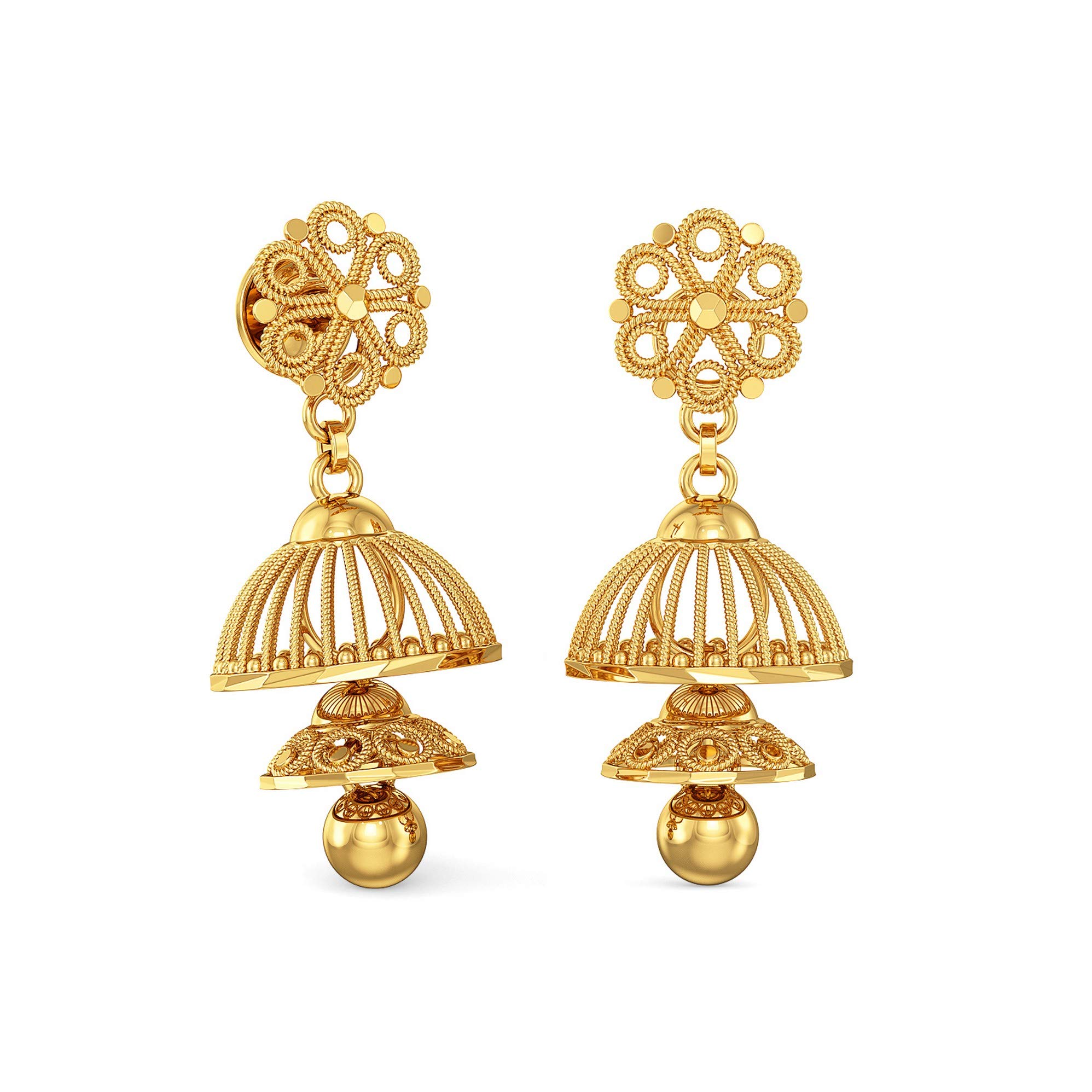 22k Yellow Gold Jhumki Earrings for Women