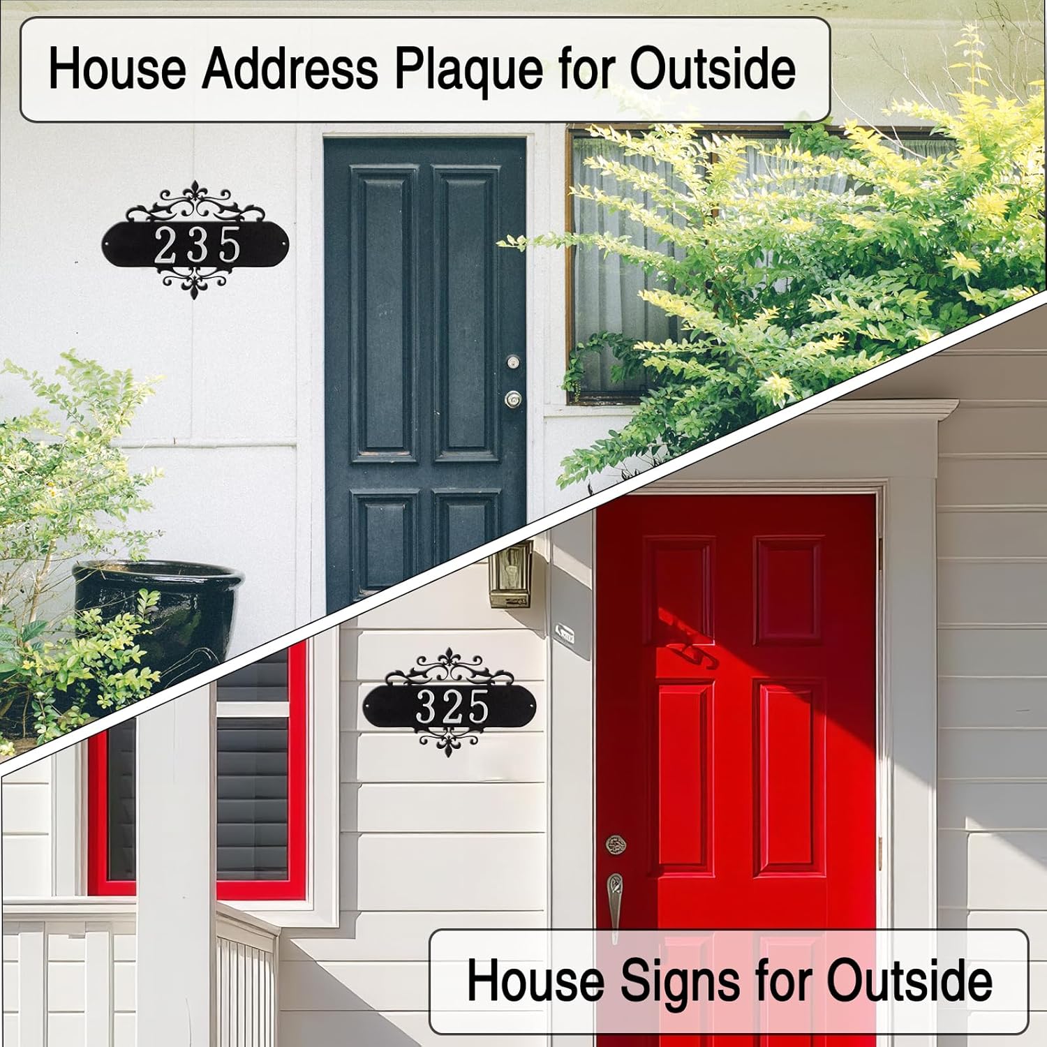 House Numbers for Outside，Metal Address Signs for House Modern Retro，DIY Combination Number Plaque with 2 Sets Digits & Blank Board，Easy to Install Grey Home Door Number for Mailbox Office (Grey)