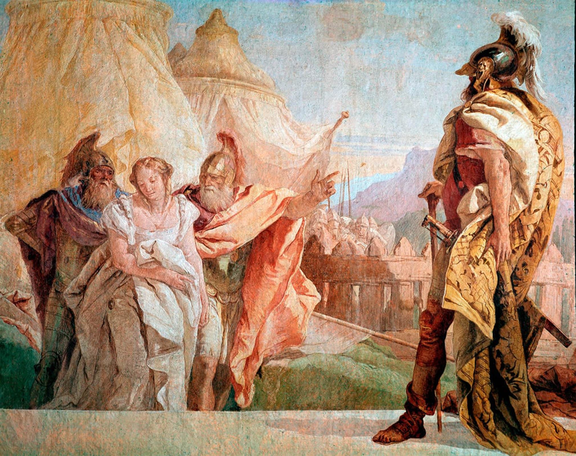 ARTXLXXBN Famous Print Painting Colorful Art Print Iliad of Homere Thaltybios Et Eryrates Emmene Briseis Near Agamemnon by Battista Tiepolo Canvas Art Decorations for Home Decor 60x90cm