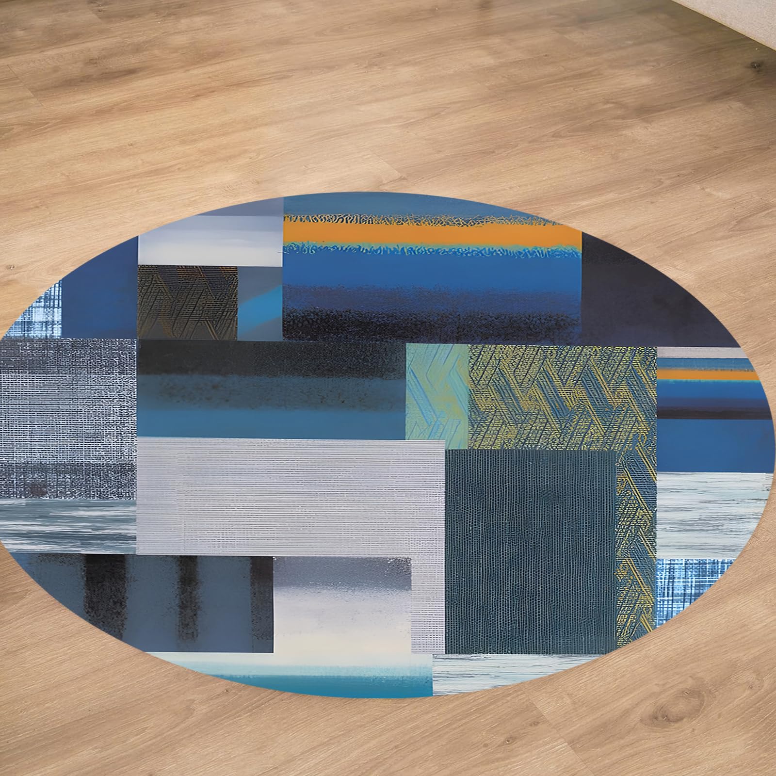 Tapis rond géométrique de 120 cm de diamètre pour le salon et la chambre