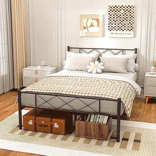Aolthin Metal Platform Bed Frame, 12 "Metal Bed Frame Base Storage, no Box Springs Required, Easy to Assemble, Full