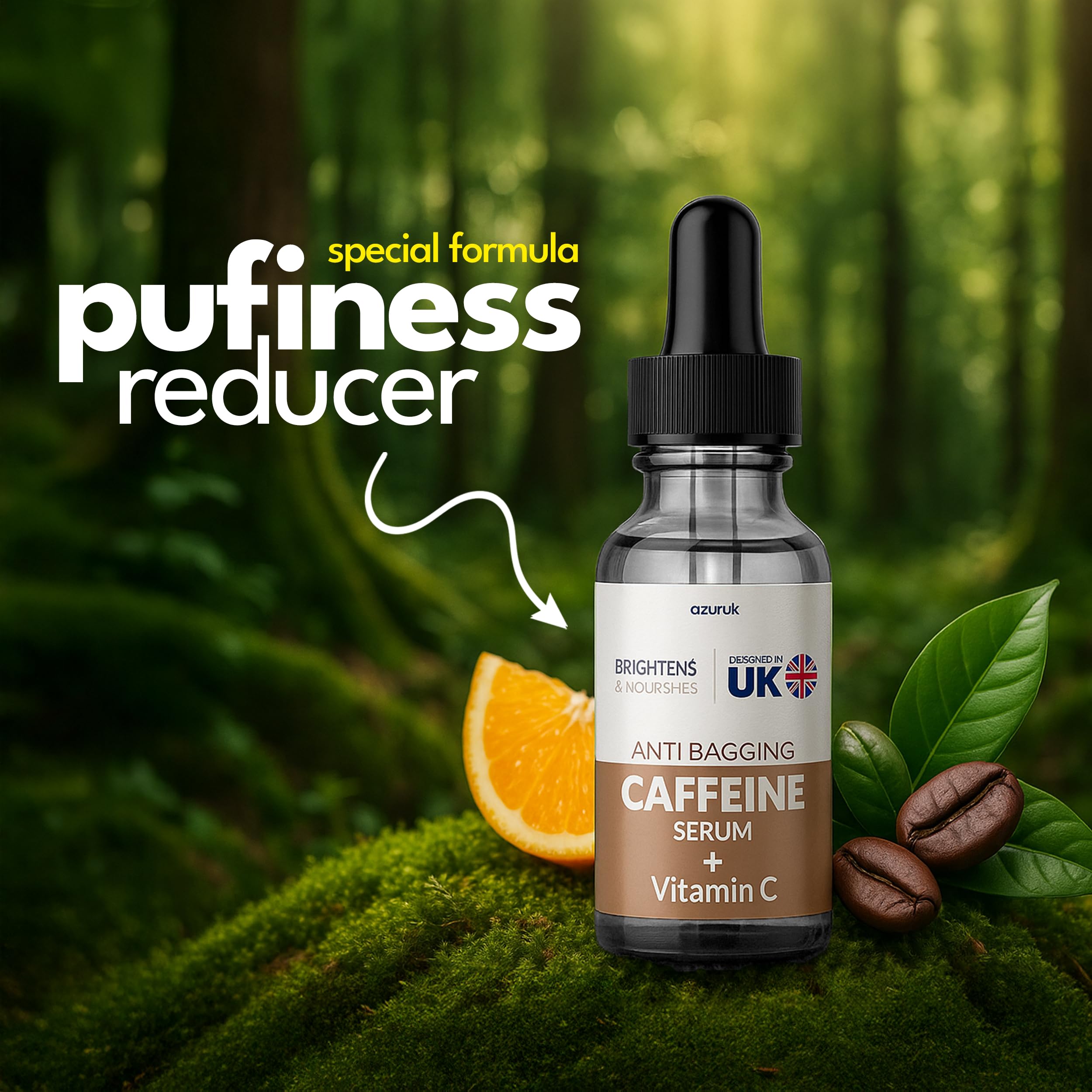Caffeine Serum, Anti Aging Eye Bag Serum + Vitamin C 5%, Anti Bagging, Anti Wrinkle Serums with Antioxidant Effect - Image 3