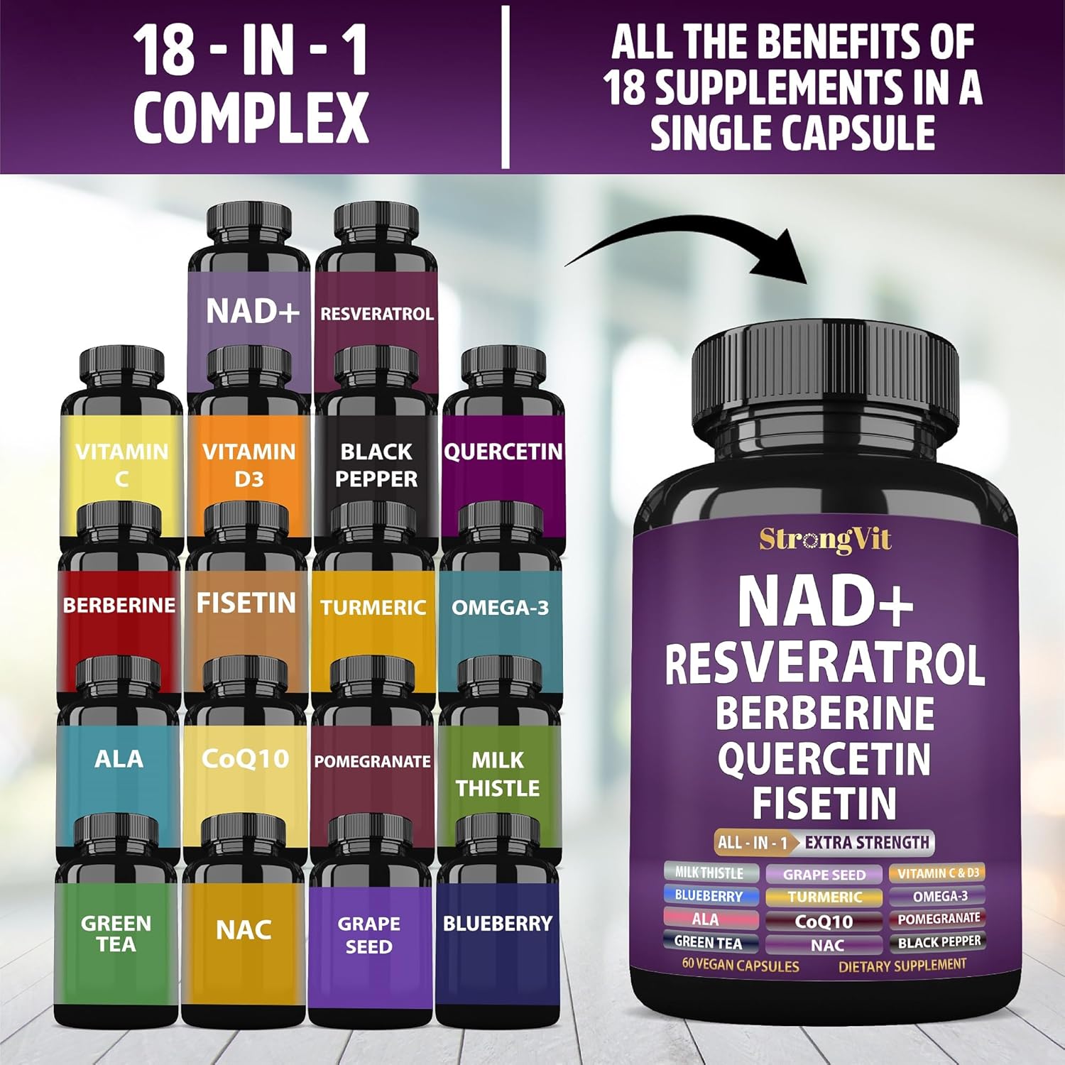 NAD Resveratrol Supplement with Berberine, Quercetin, CoQ10. Anti-Aging Formula for Women & Men. Liposomal NAD Plus, NAD+ Booster, Pure Organic Vitamin, USA - Image 6