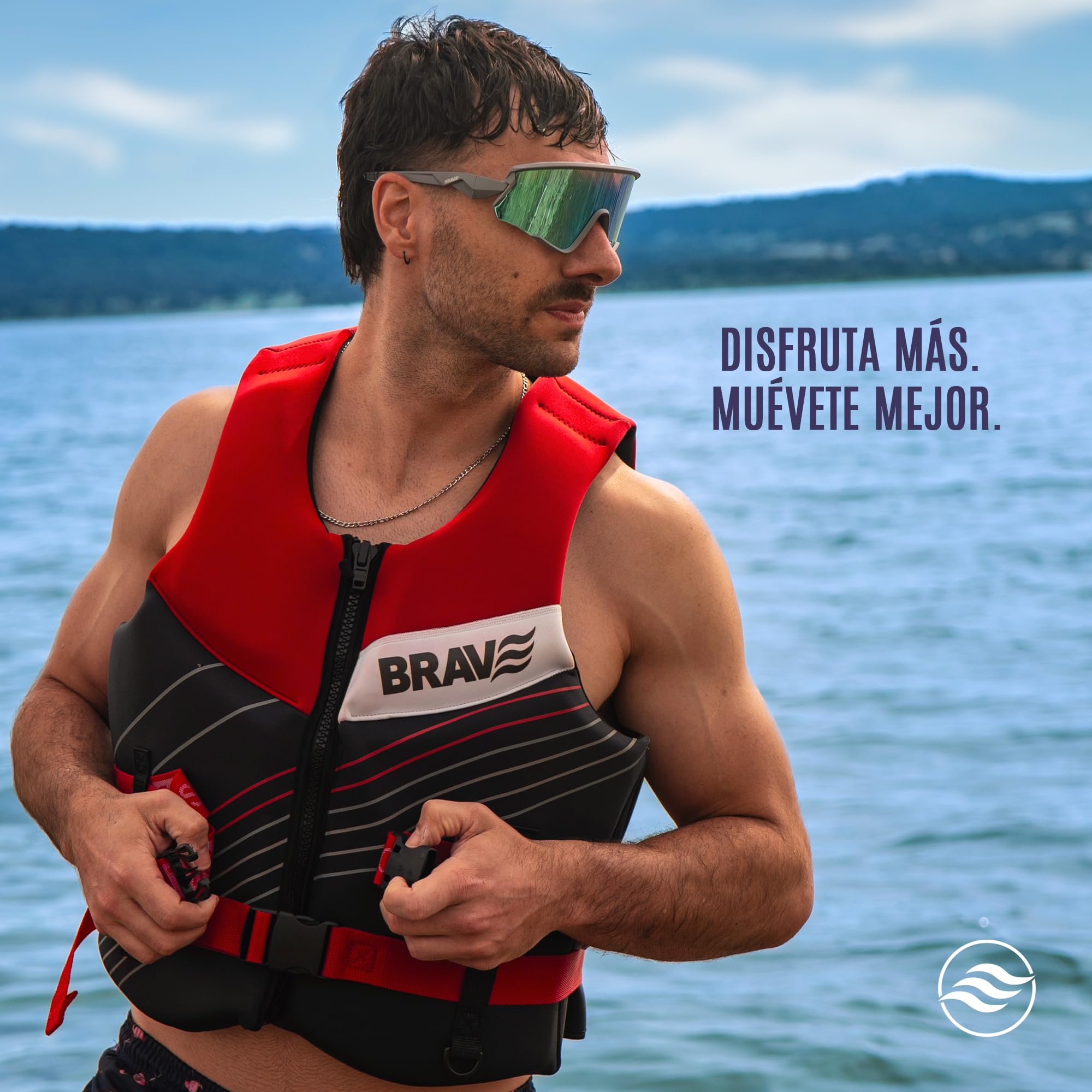 Chaleco Ayuda a la Flotabilidad 50N Certificado Adultos – Moto de Agua, Kayak y Paddle Surf – Neopreno SBR + EPE – Cremallera, Cintas y Anilla D