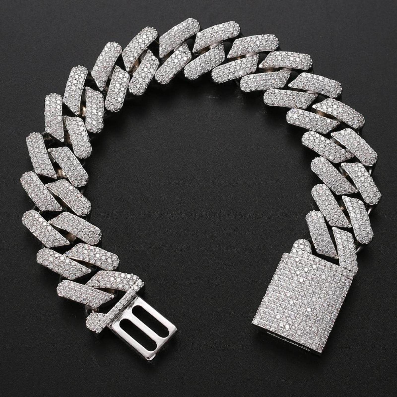 zxcs Braccialetto Catene ghiacciato da 20 mm per Gli Uomini di Lusso Miami Micro Pavy Zircon Bracciali Moda Moda Hip Hop Gioielli Roccia-Platinum Plated,9inch