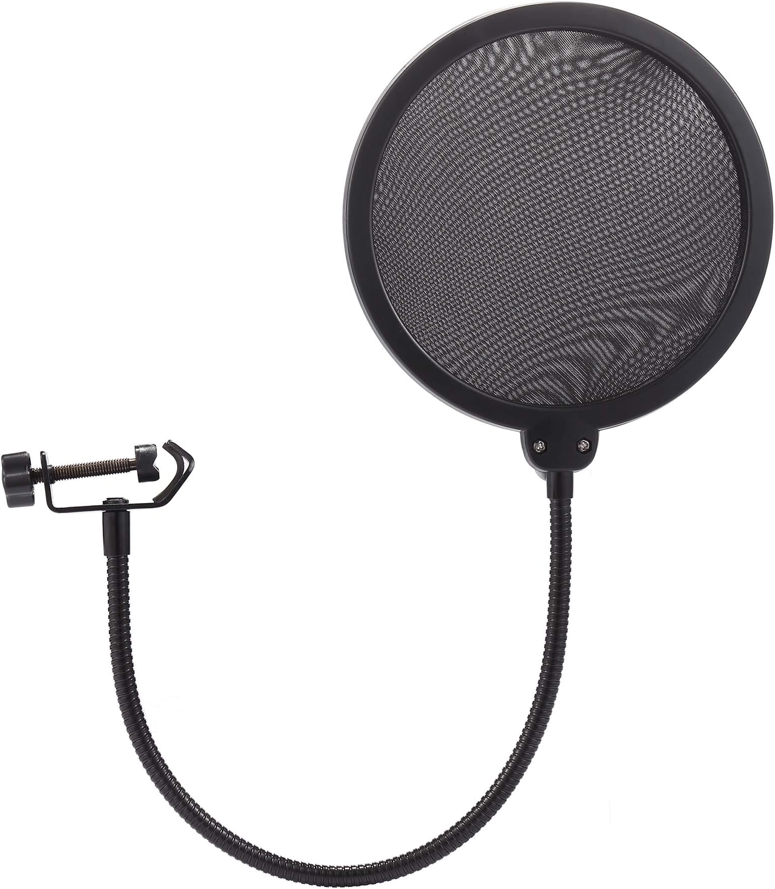 Nulink Microphone Pop Filter Dual Layer Mesh Shield with Swivel Mount 360 Flexible Gooseneck Clip Stabilizing Arm