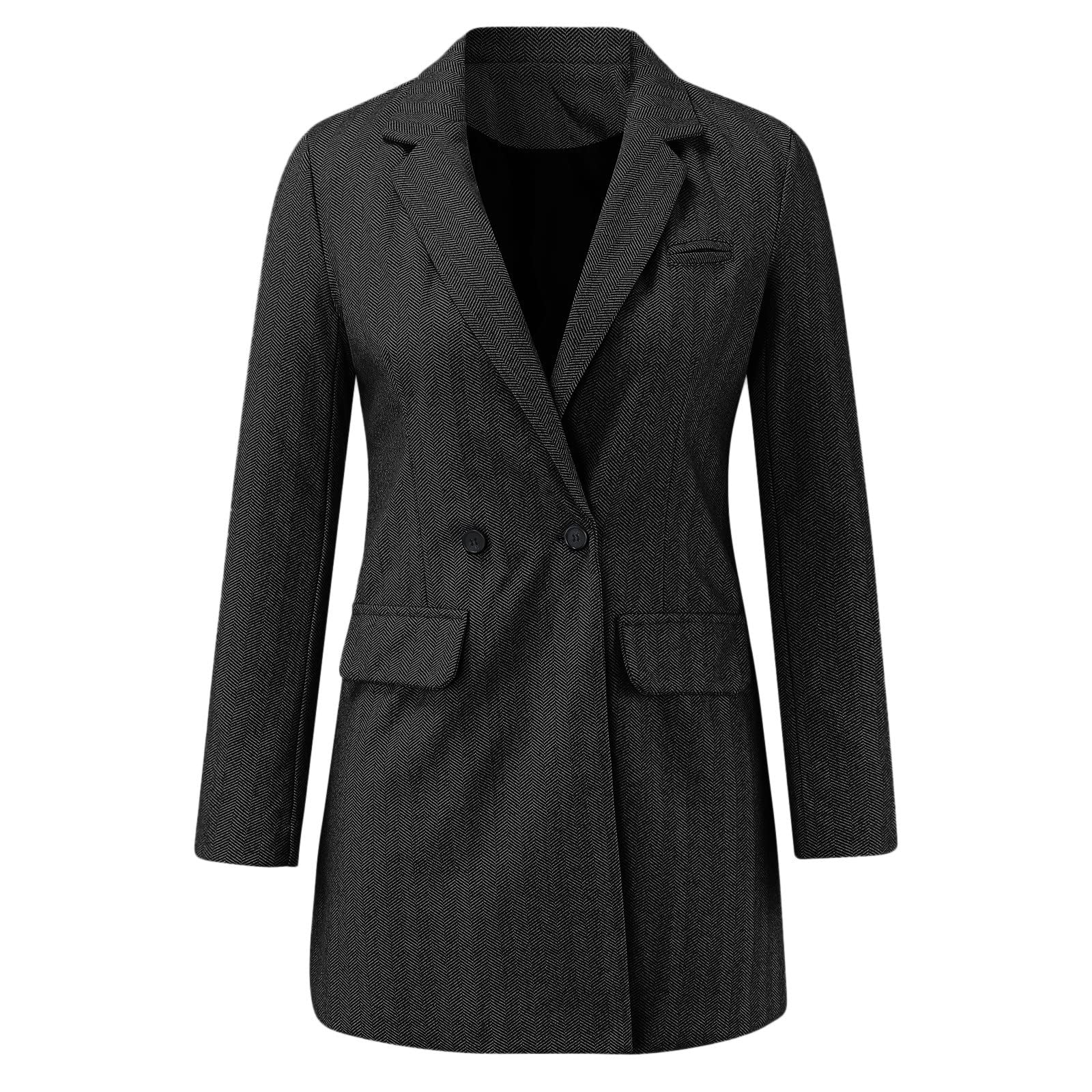 Trench - Cappotto lungo da donna, per le mezze stagioni, antivento, lungo, giacca invernale, con colletto a risvolto, cardigan invernale, giacca per le mezze stagioni, giacca aperta sul davanti