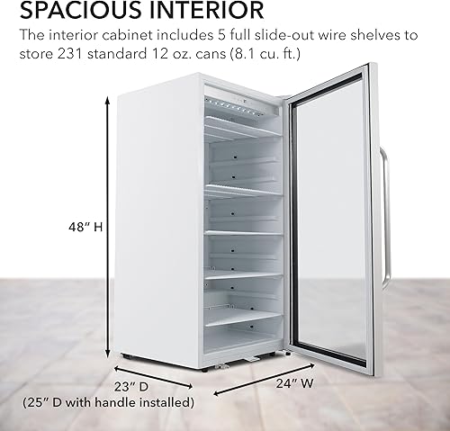 Miniatura 7 de Whynter CBM-815WS - Puerta y cerradura superiluminada de acero inoxidable de 8.1 pies cúbicos - Refrigerador de bebidas comercial blanco, plateado