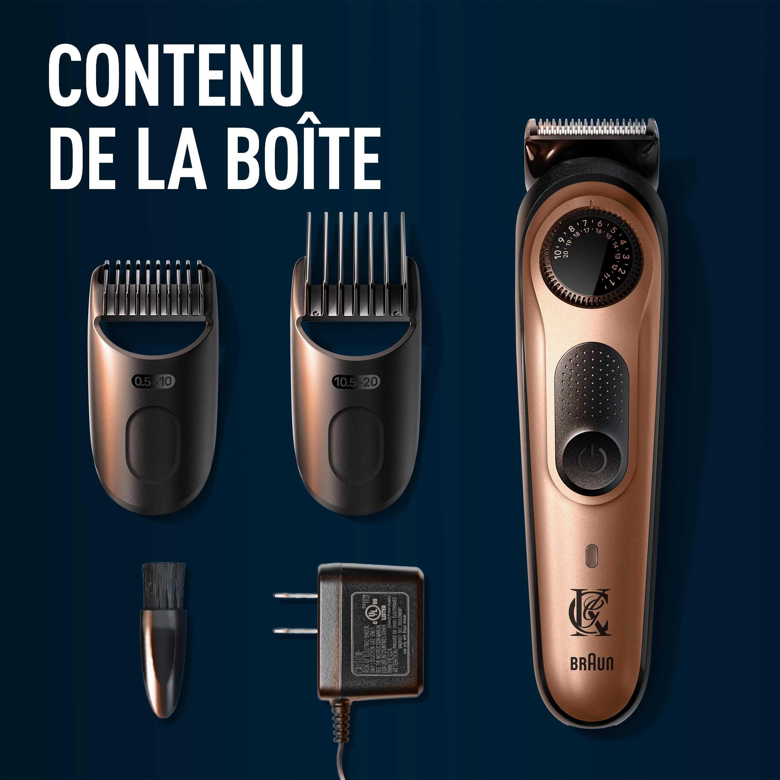 King C. Gillette Kit Barbe Homme, Tondeuse Electrique et 2 Soins Visage | 40 Longueurs, Lames Inusables en Métal, Coffret avec Mini Nettoyant et Baume Adoucissant