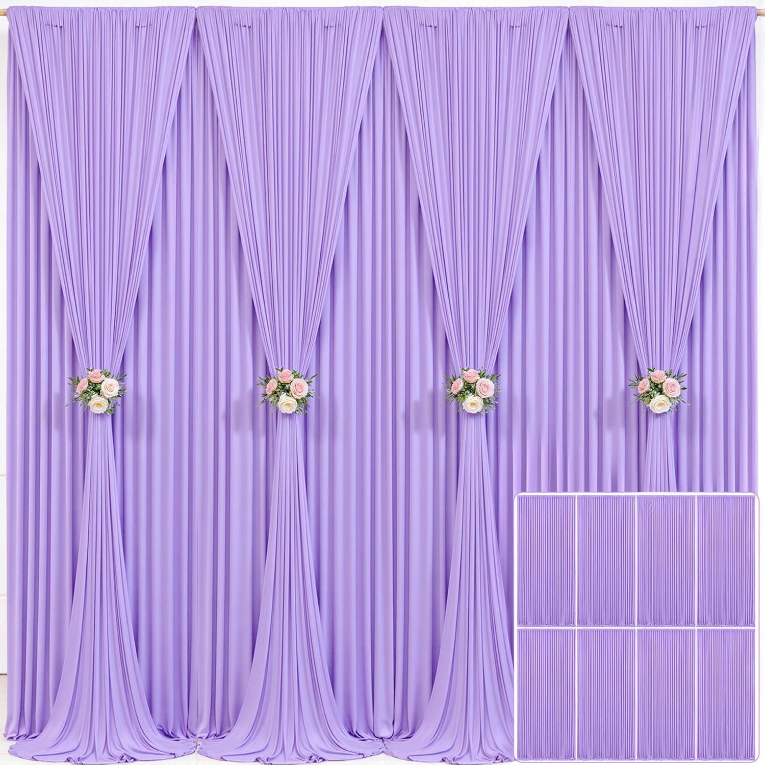 10x10 Champagne Backdrop Curtain for Parties Wedding Baby Shower Wrinkle Free Photo Curtains Backdrop Drapes Fabric Decoration for Bridal Shower 5ft x 10ft,2 Panels — view 58