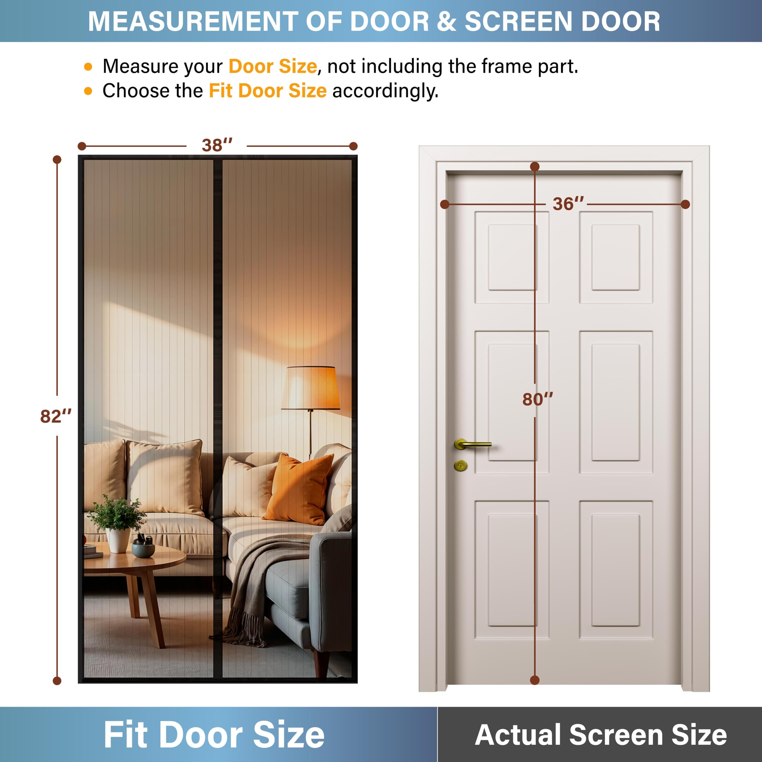 Close-up of the Vosda magnetic screen door mesh and magnetic closure strip.