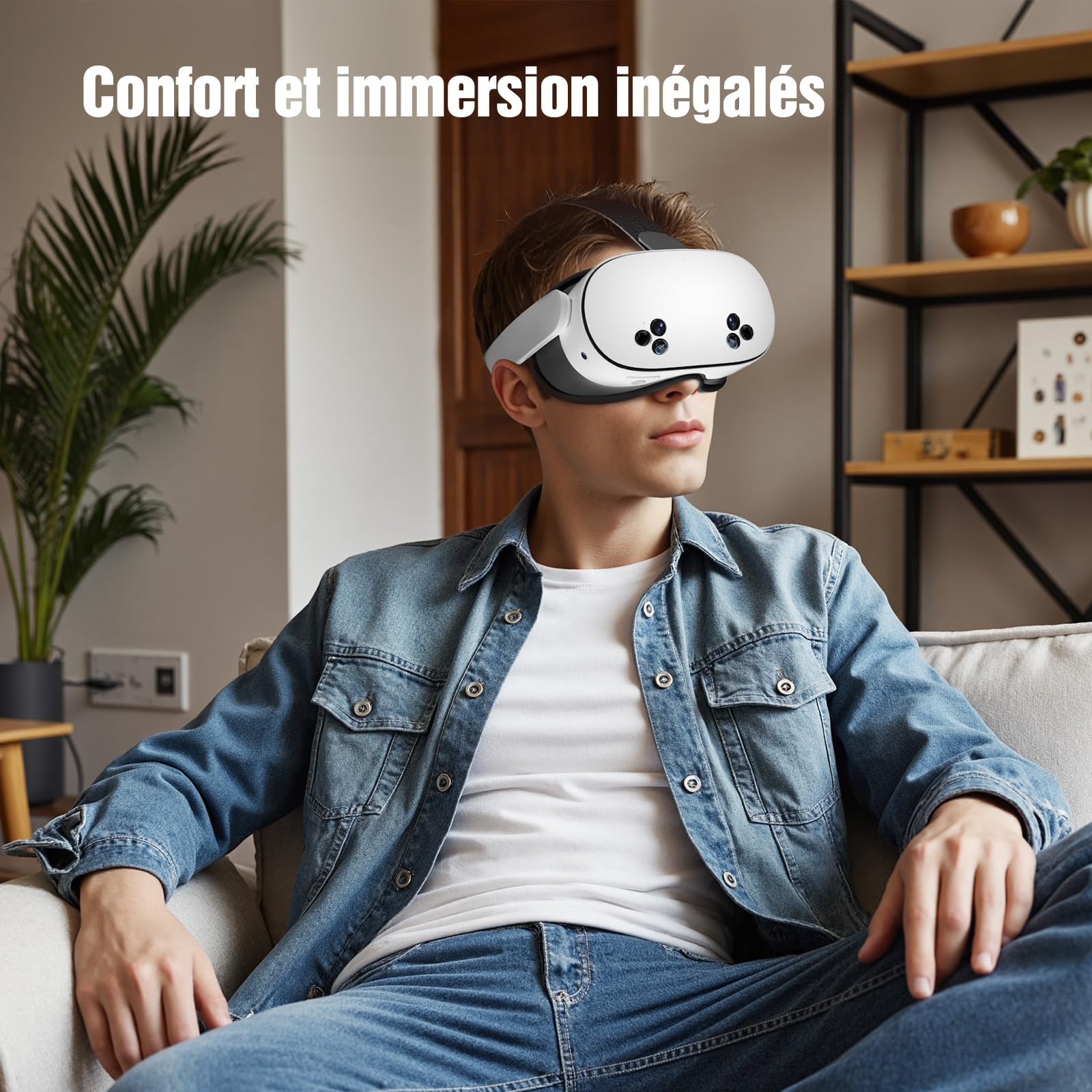 SUPERUS Interface Faciale Face Cover Pad pour Quest 3S, Coussin en Cuir PU Souple Compatible avec Meta/Oculus Quest 3S Accessoires, Design Anti-Fuite de Lumière Entièrement Intégré (Non pour Quest 3)