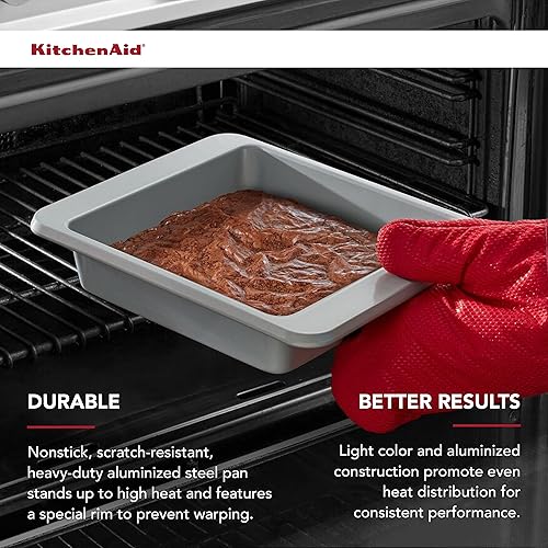 Miniatura 4 de KitchenAid Molde cuadrado antiadherente de acero aluminizado, 9 pulgadas, plateado