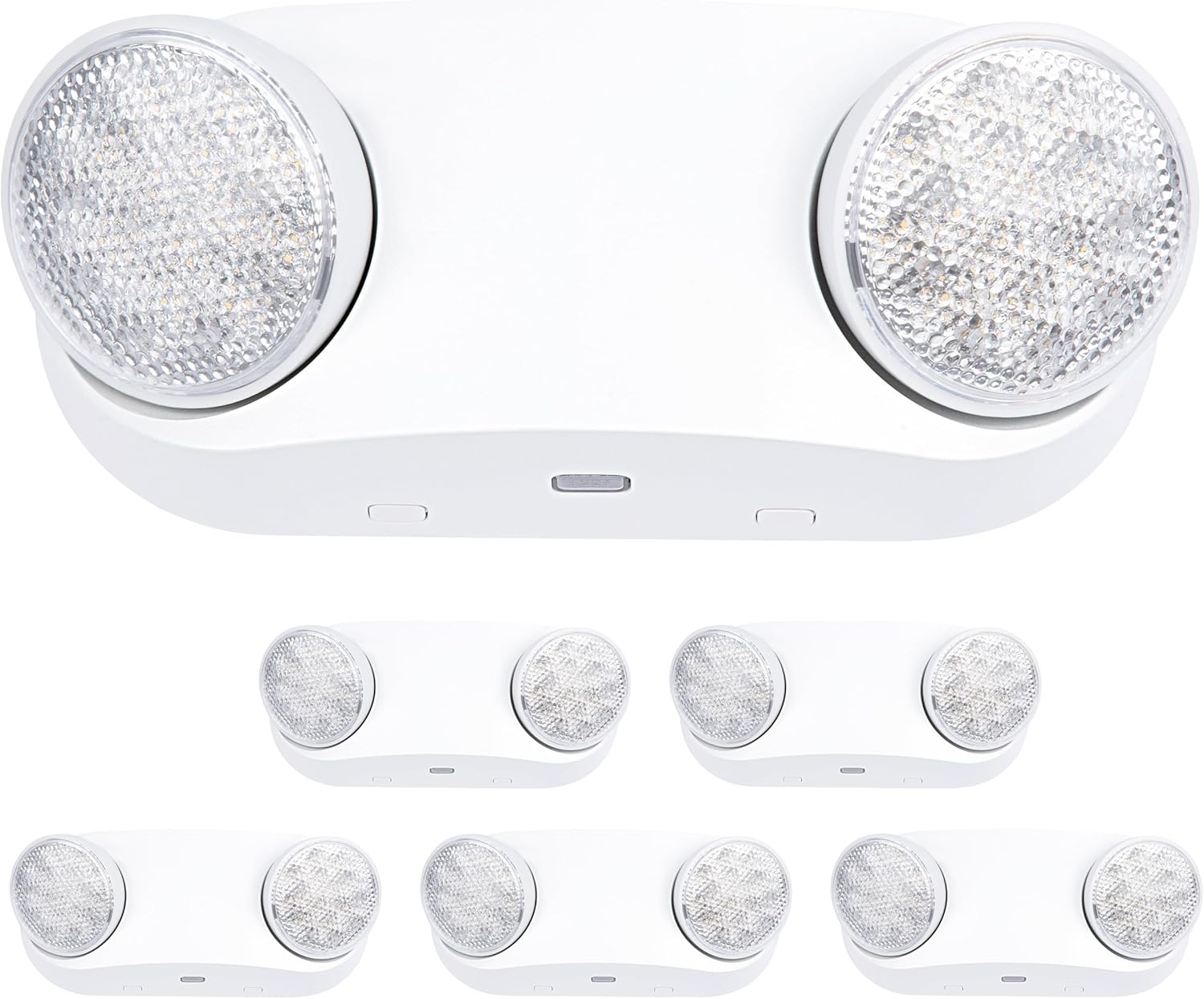 GRUENLICH LED Emergency Light with Battery Backup, 2 Adjustable Bug Eye Heads Lights, US Standard, AC 120-277V, Hardwired Commercial Emergency Exit Light for Business, 6-Pack
