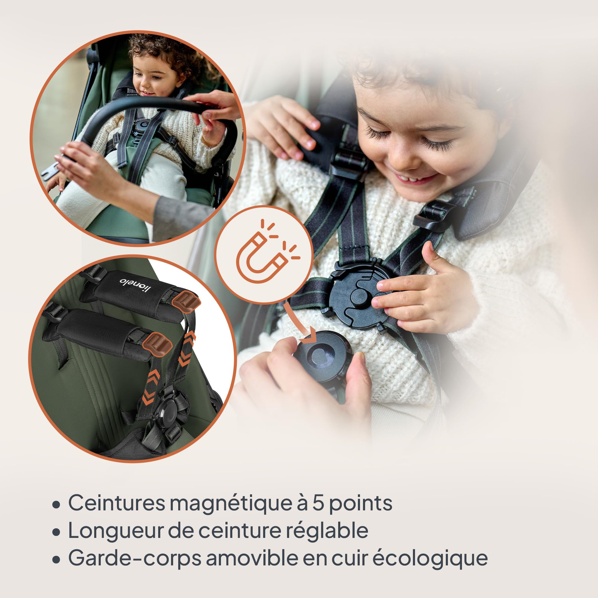 LIONELO Poussette Bébé Bess jusqu'à 22 kg de 6 mois à 4 ans Roues Pivotantes en PU 360 ° Pliage avec Une Main, Dossier Réglable, Canopy Imperméable Poids Léger 7,5 kg, Panier à Courses (Green)