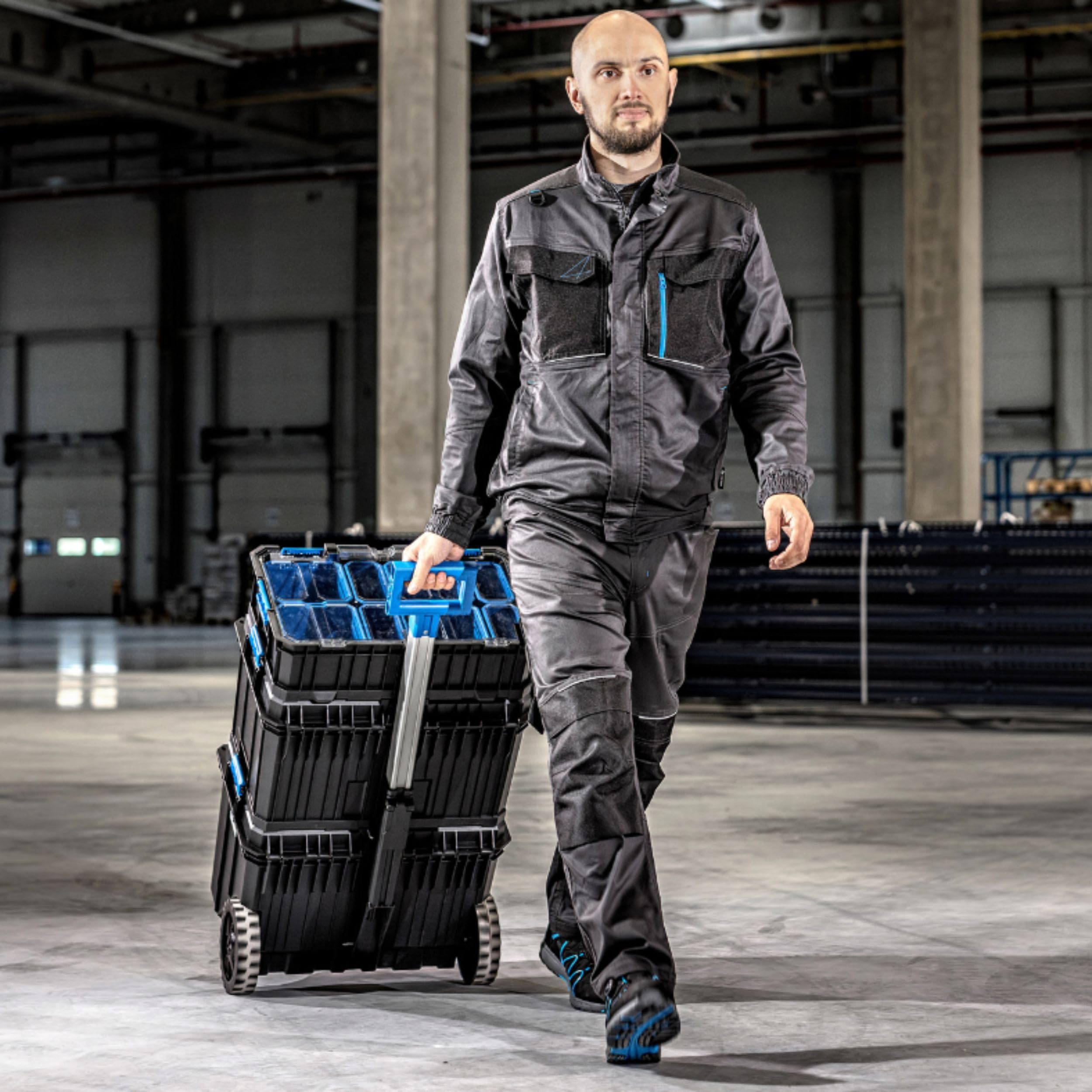 Högert Technik - Set de Cajas 4 en 1 HT7G500, Caja Herramientas con Ruedas, Resistente a Daños, Maletin Herramientas a Prueba de Polvo, Cierres Robustos de ABS, Estructura Modular
