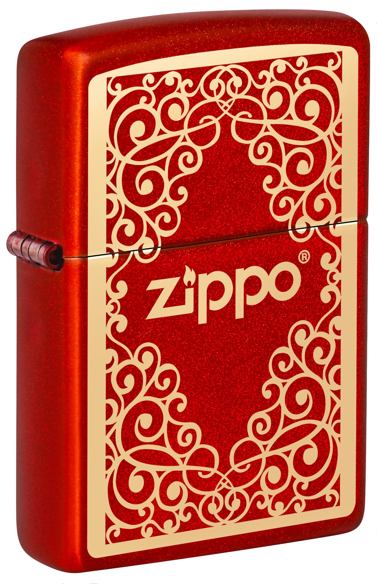 Zippo Windproof Lighter, Ornamental Design – Metallic Red, Laser Engraving – Refillable, Reusable, Windproof Design – Comes in Gift Box – Made in USA — image 1
