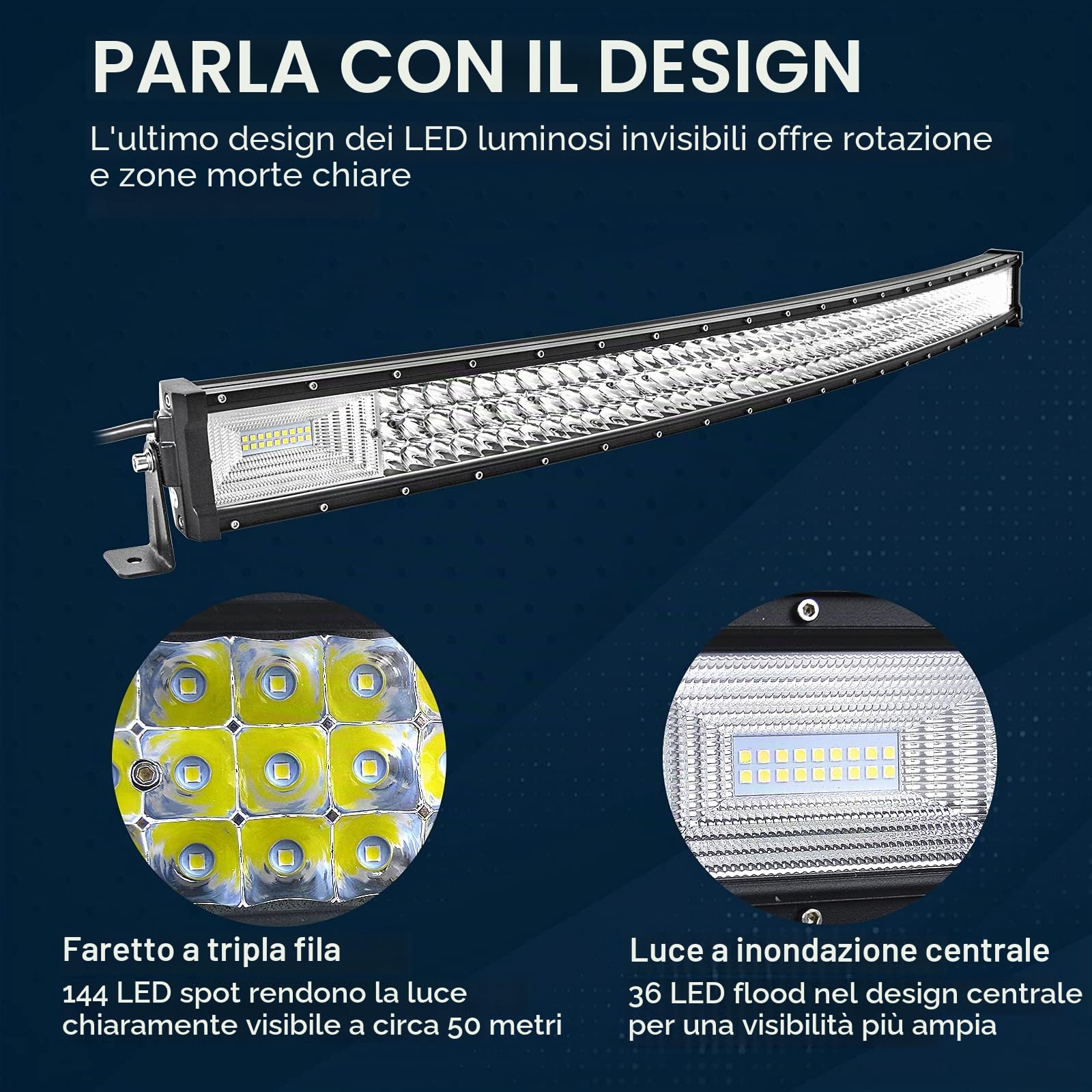 SKYWORLD 42 pollici 107 cm 540W Magro Curva Barra Led Fuoristrada | Barra Luce Led 12V 24V, Impermeabile Fari Luci da Lavoro Bar per Auto Camion SUV ATV 4x4 Veicoli Offroad Barca, 6000K Bianca
