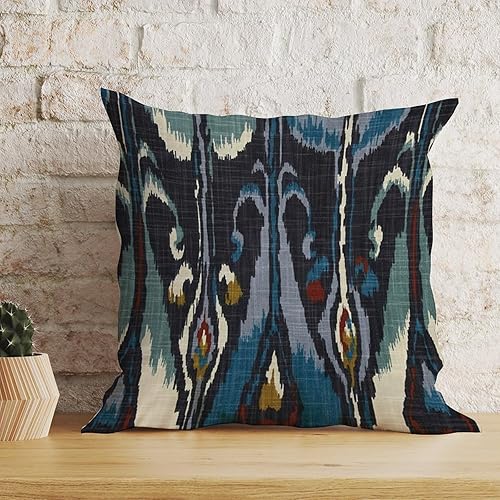 Miniatura 5 de Funda de almohada Ikat de estilo bohemio, color azul, verde, rojo, crema, Ikat turco, azul, funda de cojín decorativa, funda de almohada de doble