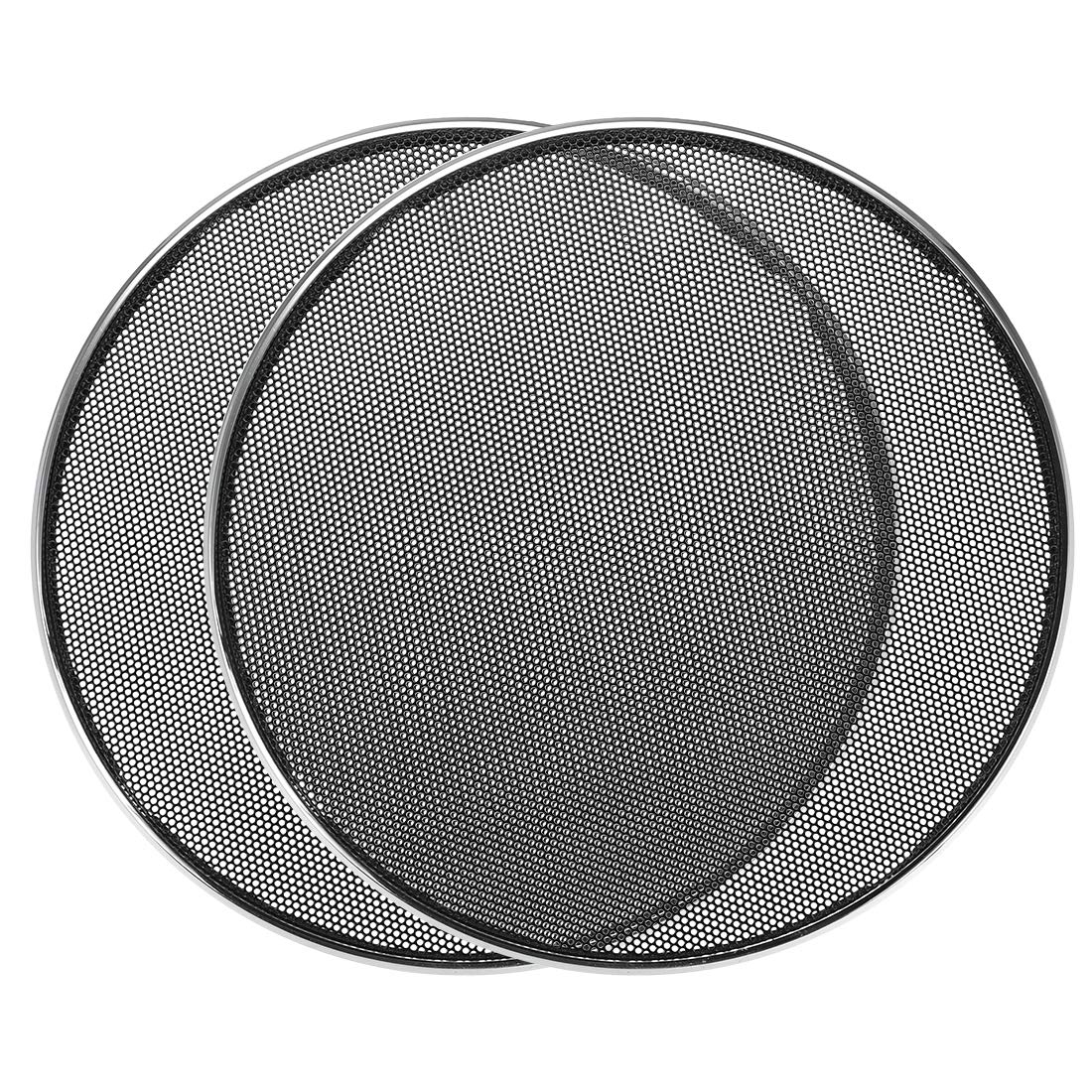 Uxcell Speaker Grill Cover 3.75" Mesh Decorative Circle Subwoofer Protector Black And Silver 2pack