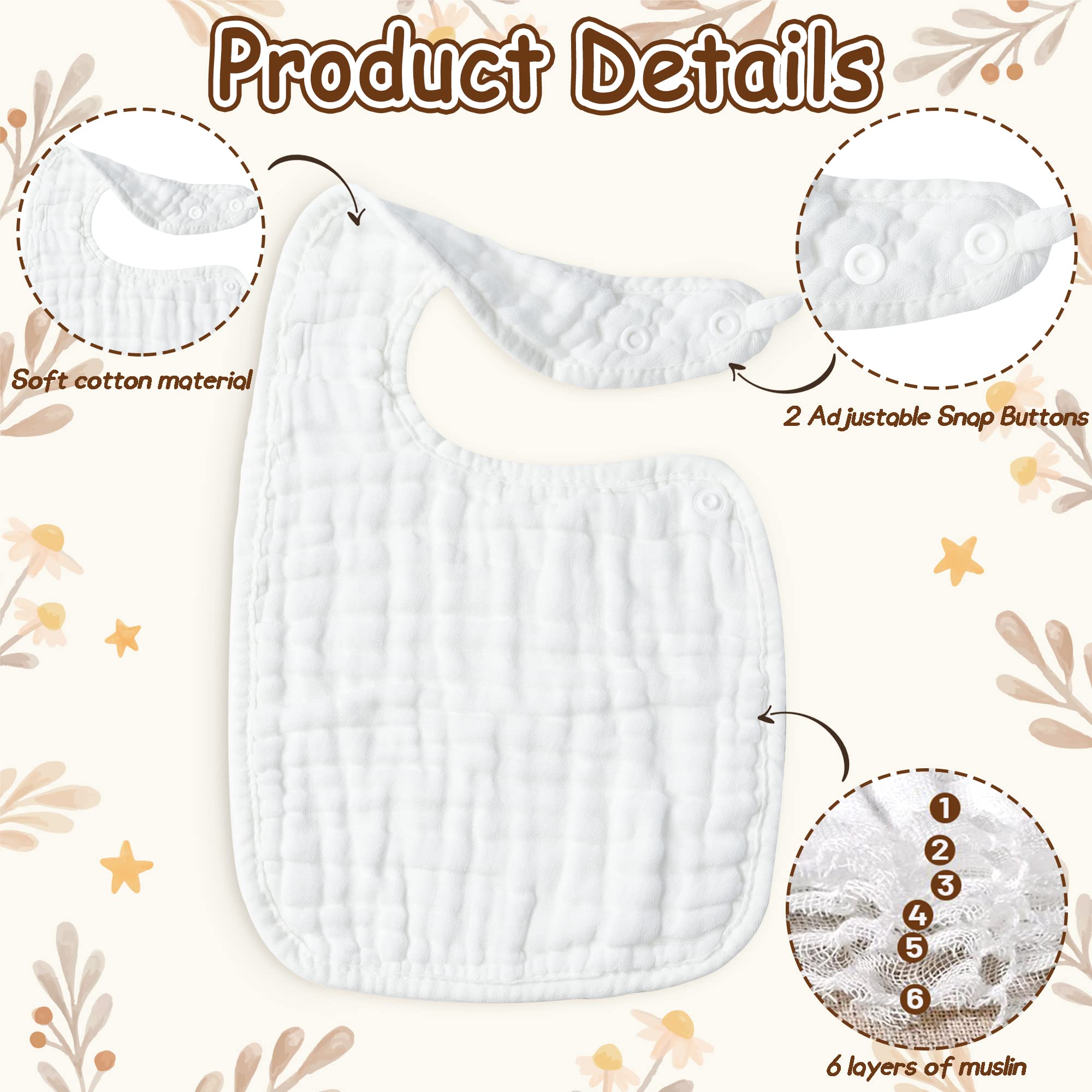 WATINC 10CS Bavoirs en coton absorbant pour bébé nouveau-né pour l'alimentation et la dentition - Bavoirs bandana pour garçons et filles - Bavoirs unisexes pour fête prénatale, cadeau d'anniversaire