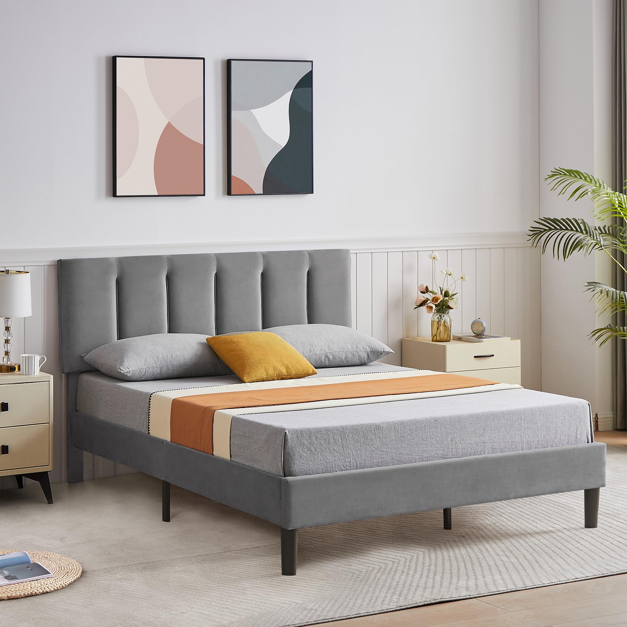 Snapklik.com : VECELO Queen Bed Frame