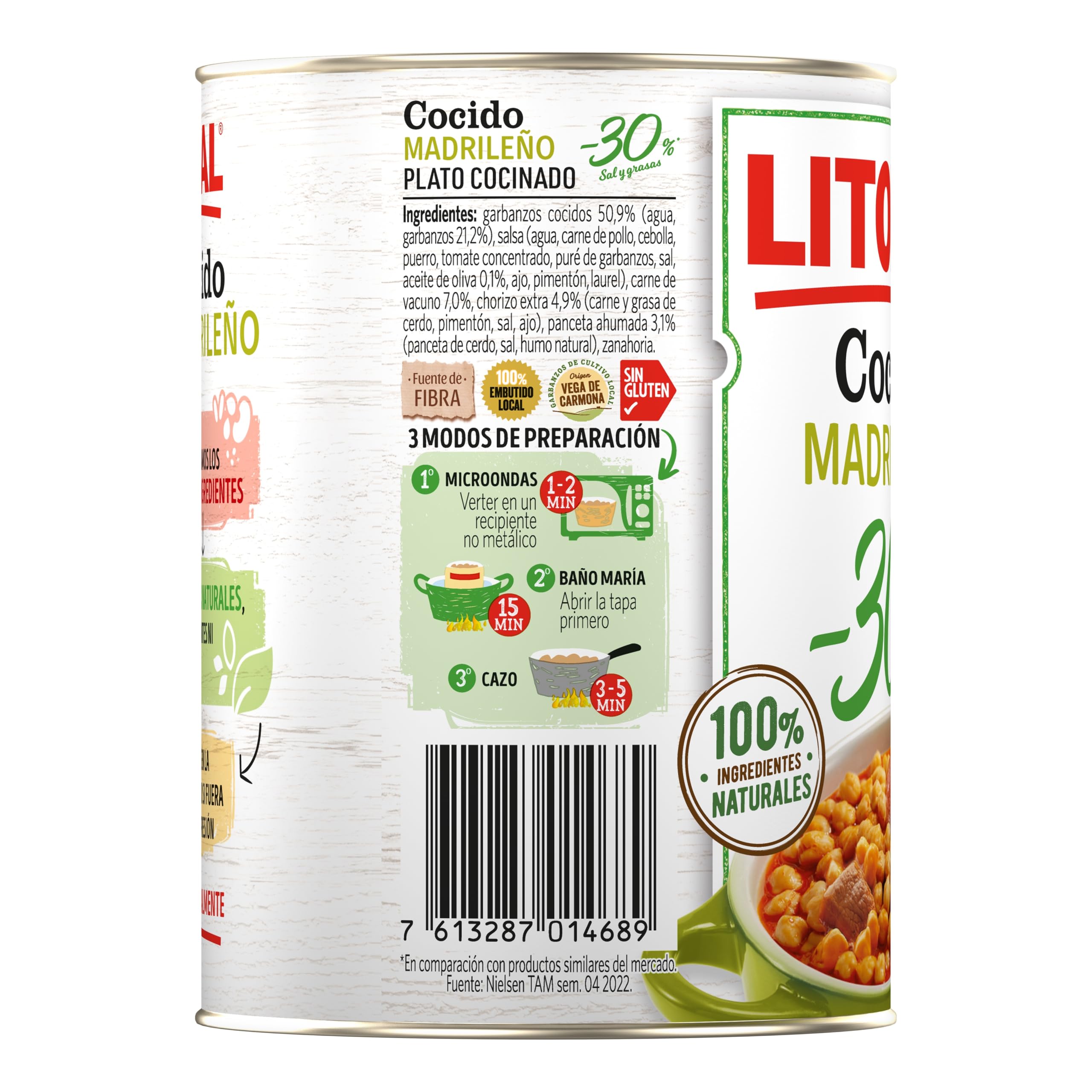 Litoral Cocido Madrileño -30% Sal y Grasa - Plato Preparado Sin Gluten - Pack de 10x425g - Total: 4.25kg — view 4