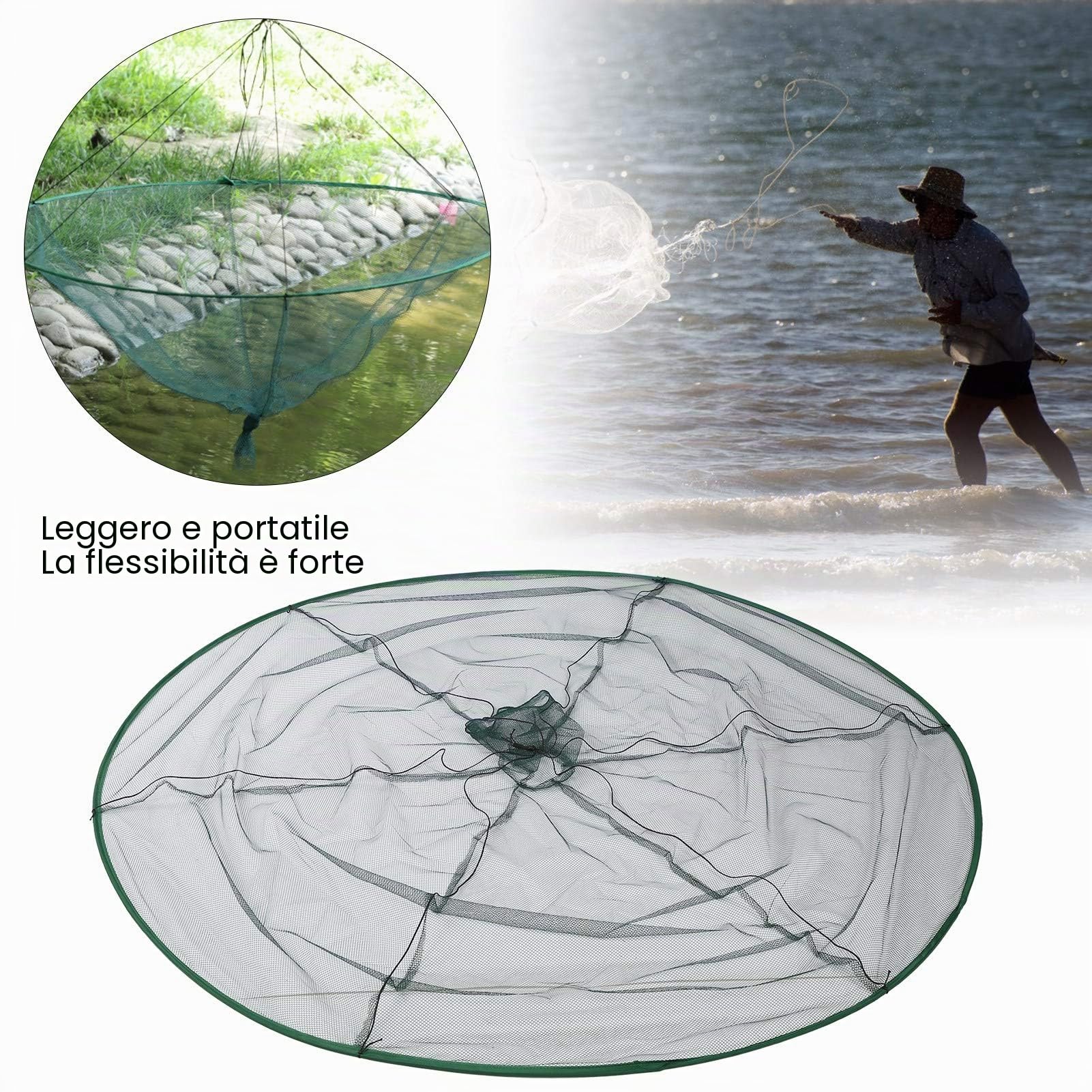 Rete da Pesca, Rete da Pesca Estraibile in Nylon Resistente per Il Lago per la Pesca