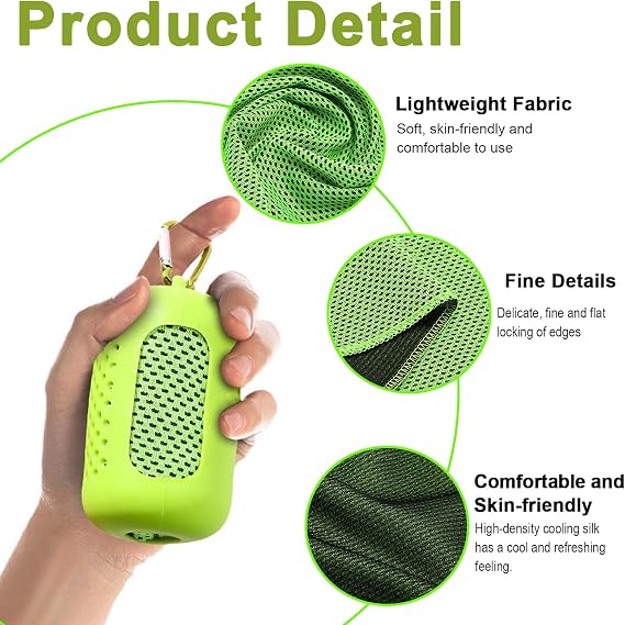 Gym Towels, 3 Pack Cooling Towel Soft Microfiber with Portable Silicone Sleeves, Breathable Instant Towels, Microfiber Soft Quick Dry Gym Towel for Sport Camping Swim Fitness(30 x 90cm, 3 Colors)