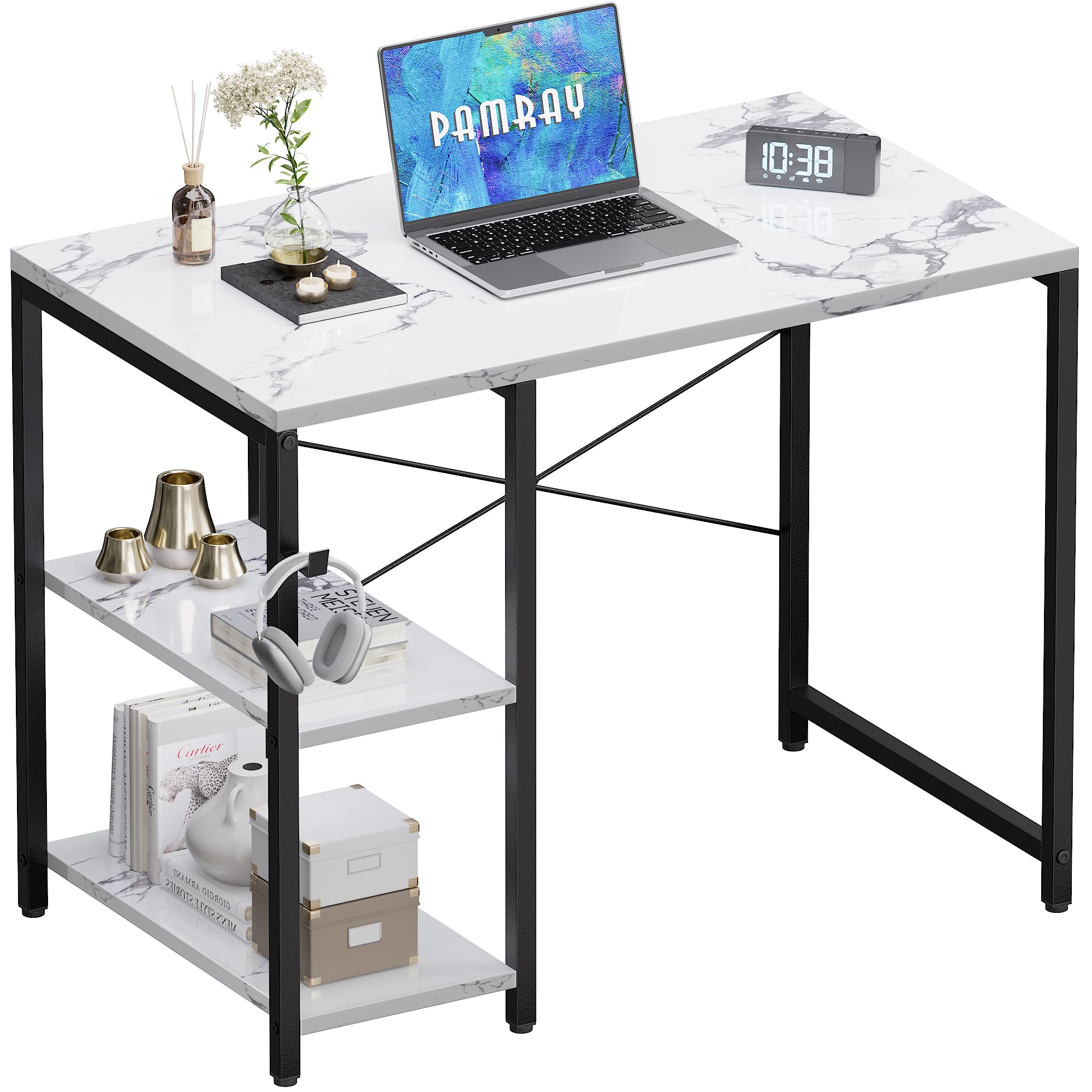 Table d'étude noire PAMRAY 80 cm meuble de bureau domestique gain de place - 3