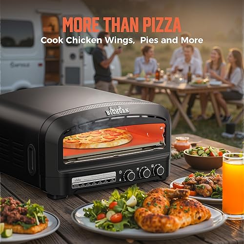 Miniatura 7 de BIG HORN OUTDOORS Horno de pizza para interiores, horno eléctrico de pizza de 14 pulgadas con 6 modos, calienta hasta 800 F, cocina de pizza de