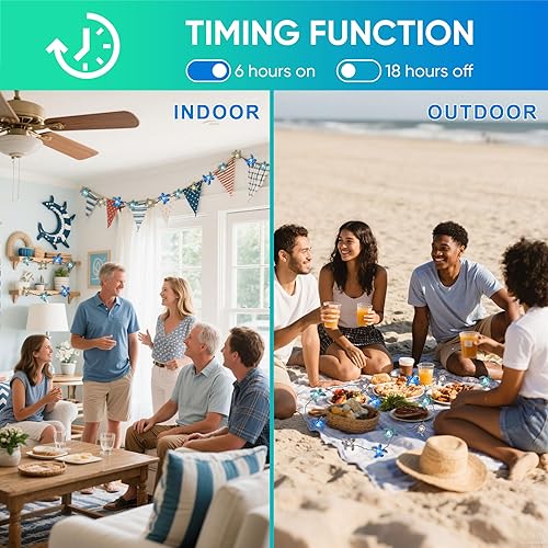 Miniatura 4 de Guirnalda de luces de decoración de tortuga, luces de decoración temática de playa para decoraciones de Navidad, control remoto de 10 pies, 30 LED