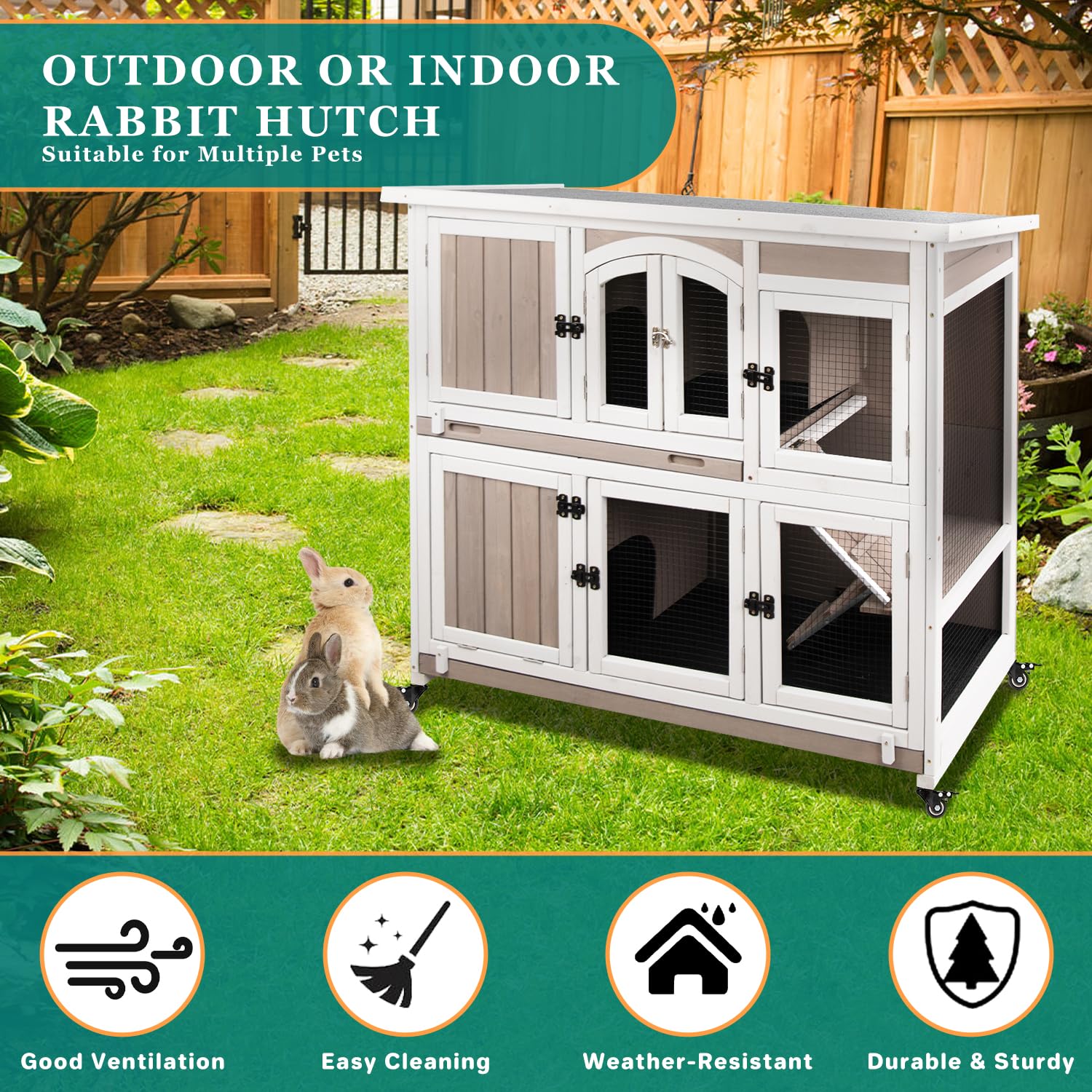 Indoor Rabbit House Story Hutch Aivituvin Big Bunny Cage Outdoor