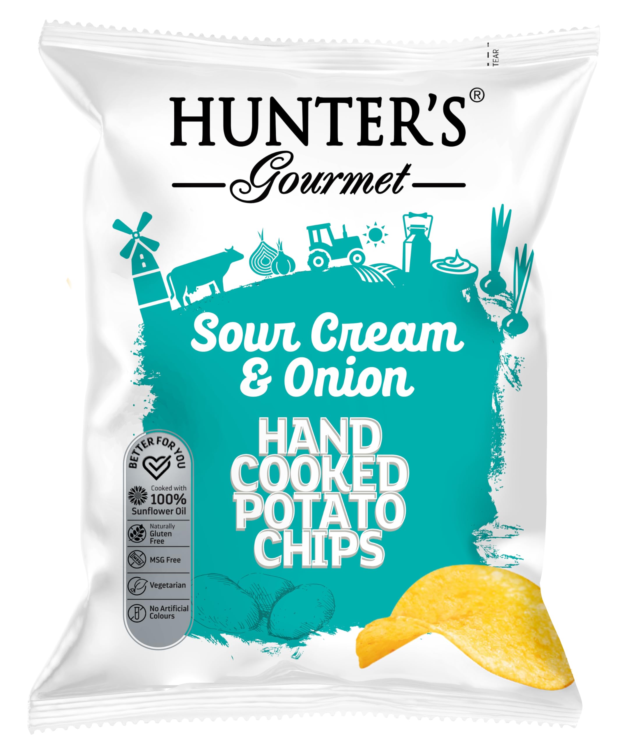 Hunter's Gourmet Sour Cream & Onion Hand Cooked Potato Chips 125g