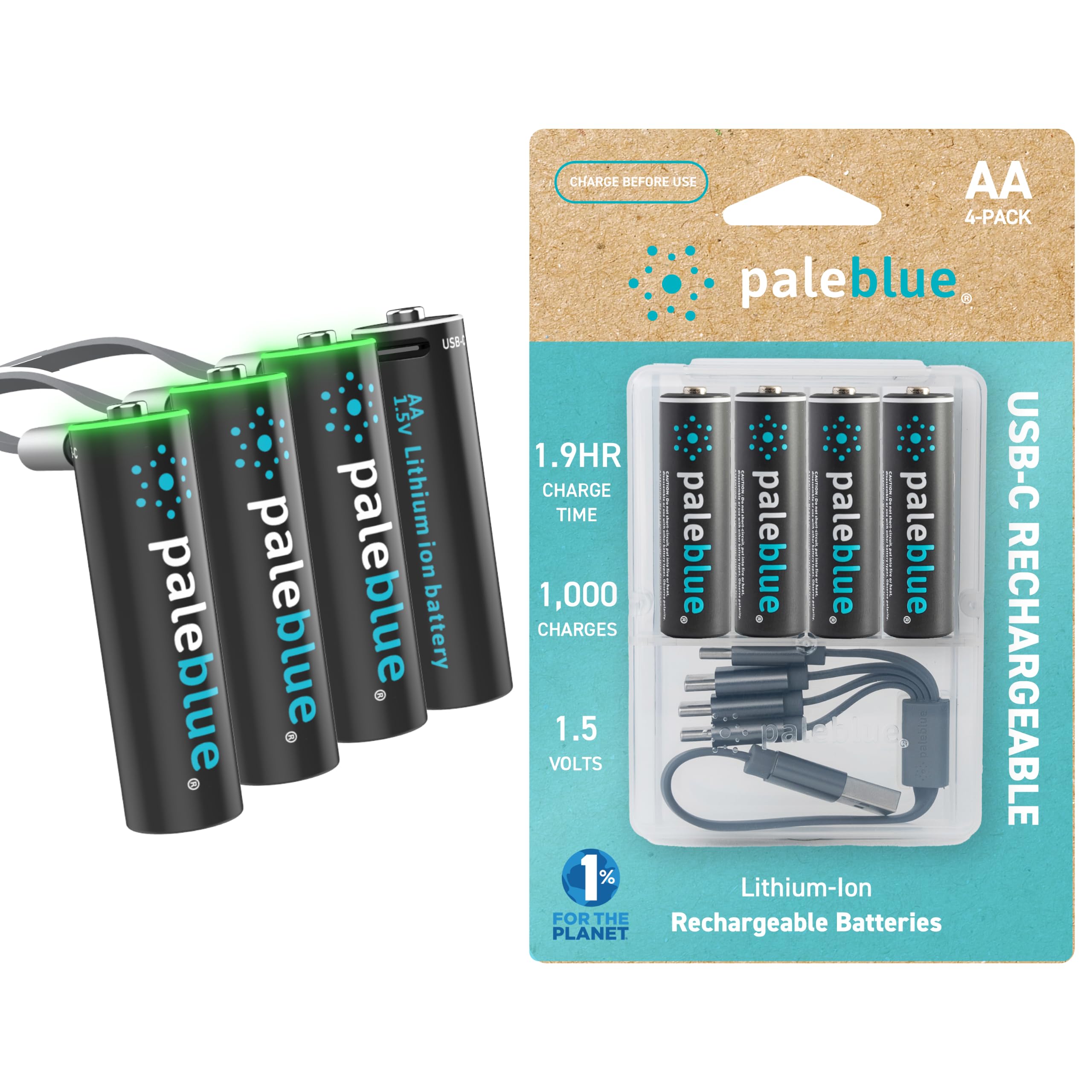 Piles Rechargeables USB-C PALEBLUE AA LR06 HR06