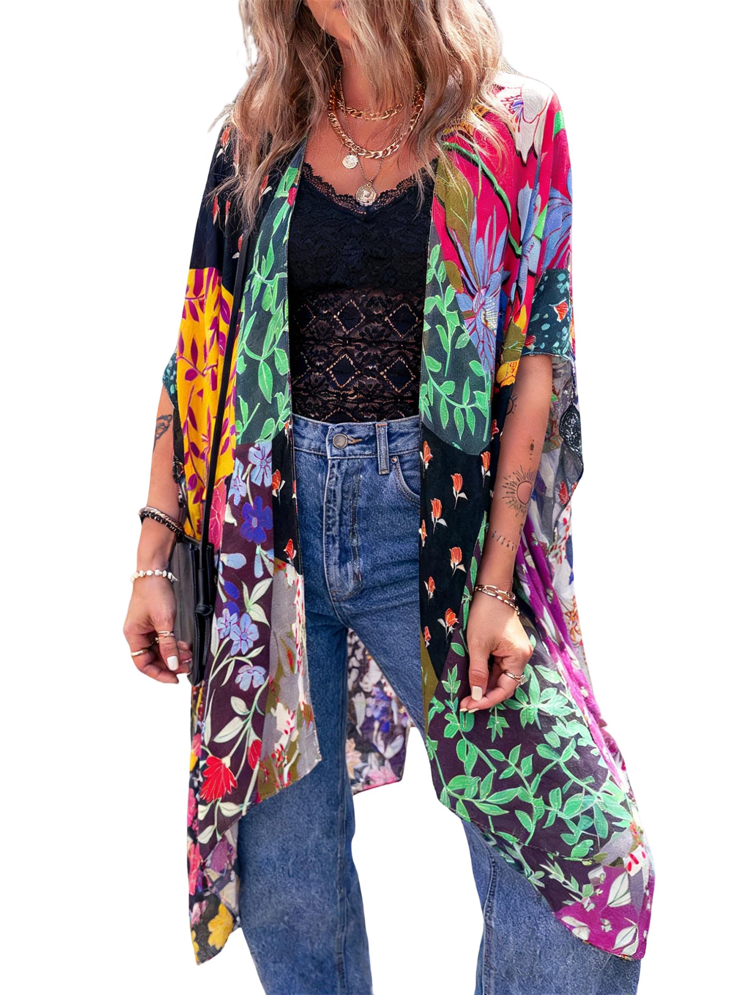 beautiful nomad Women's Kimono Swimsuit Coverups Beach Floral Casual Cardigan Bathing Suit Cover Up for Summer Swimwear-picture-25