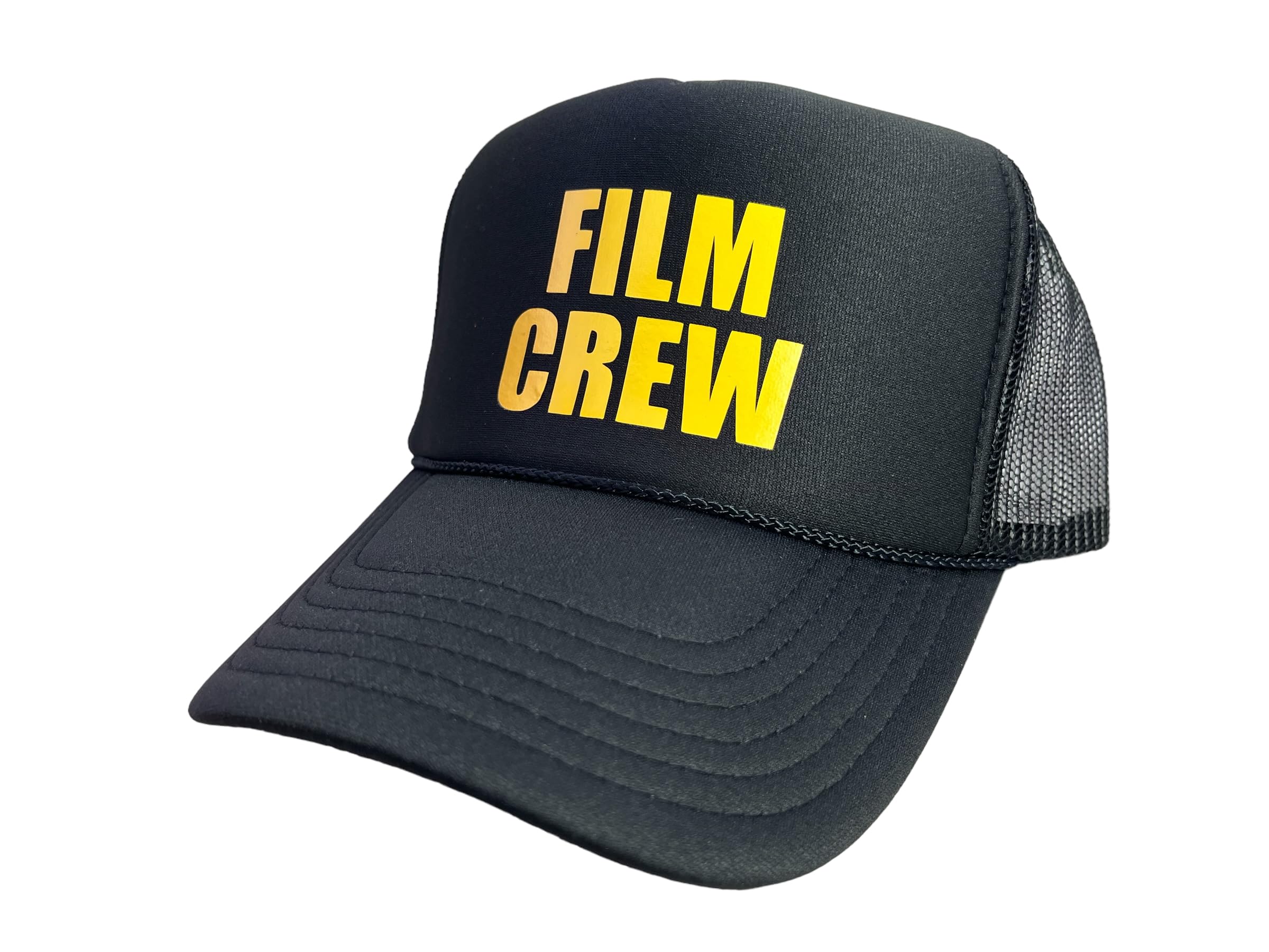 Hollywood Film Crew Black Yellow Trucker Hat Mesh Back Adult Size High Crown