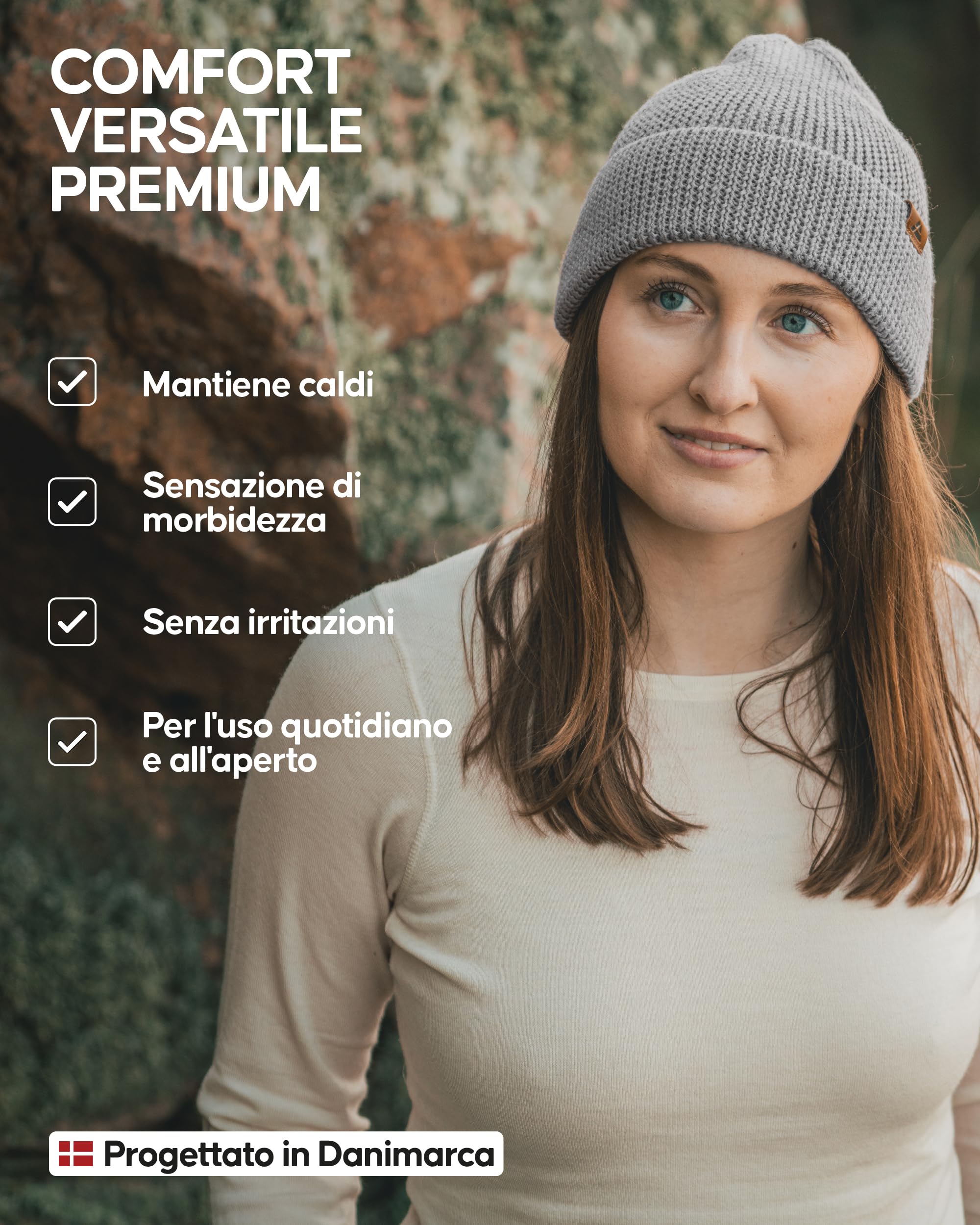 DANISH ENDURANCE Berretto Beanie in Lana Merino con Fodera in Pile, Berretto a Maglia, Berretto Invernale Uomo e Donna