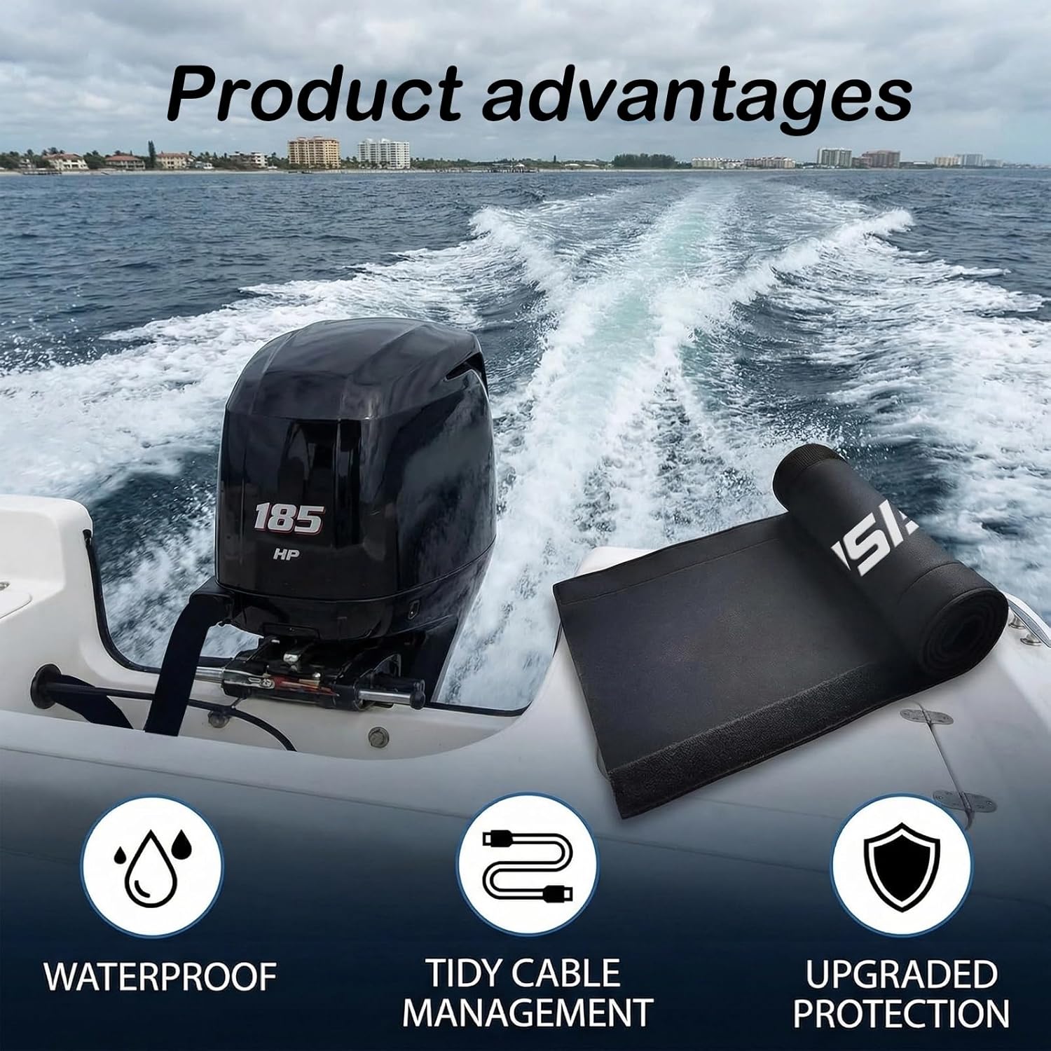 38" Neoprene Trolling Motor Cable Sleeve, Trolling Motor Sleeve Great for Cover Cables and Extension Cords, Weather-Resistant,Organized Cable Management and Protect (Fishing Expert)