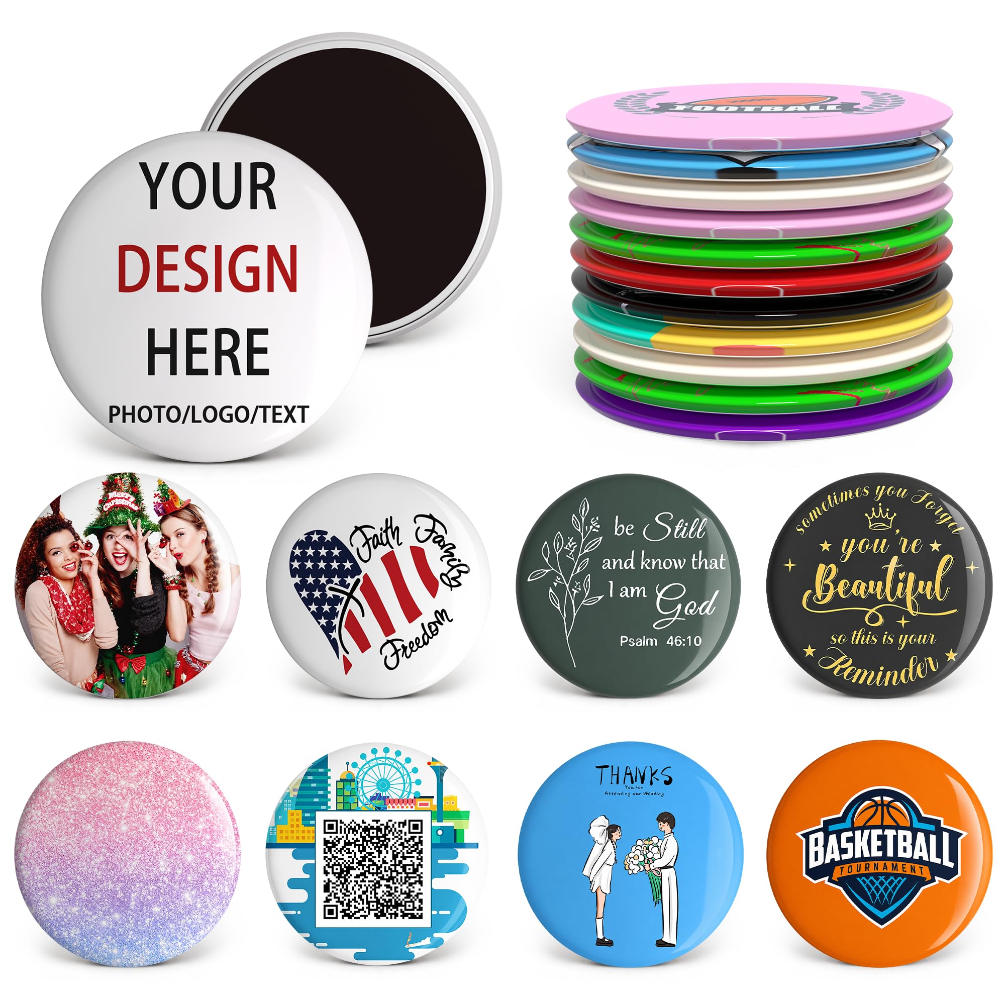 Set of 8 Custom Photo Magnets,Personalised Magnets with Your Picture,Metal Decorative Fridge Magnet Personalised Gift for Wedding,Party Favor,Baby Shower,Holiday Keepsake,Branding