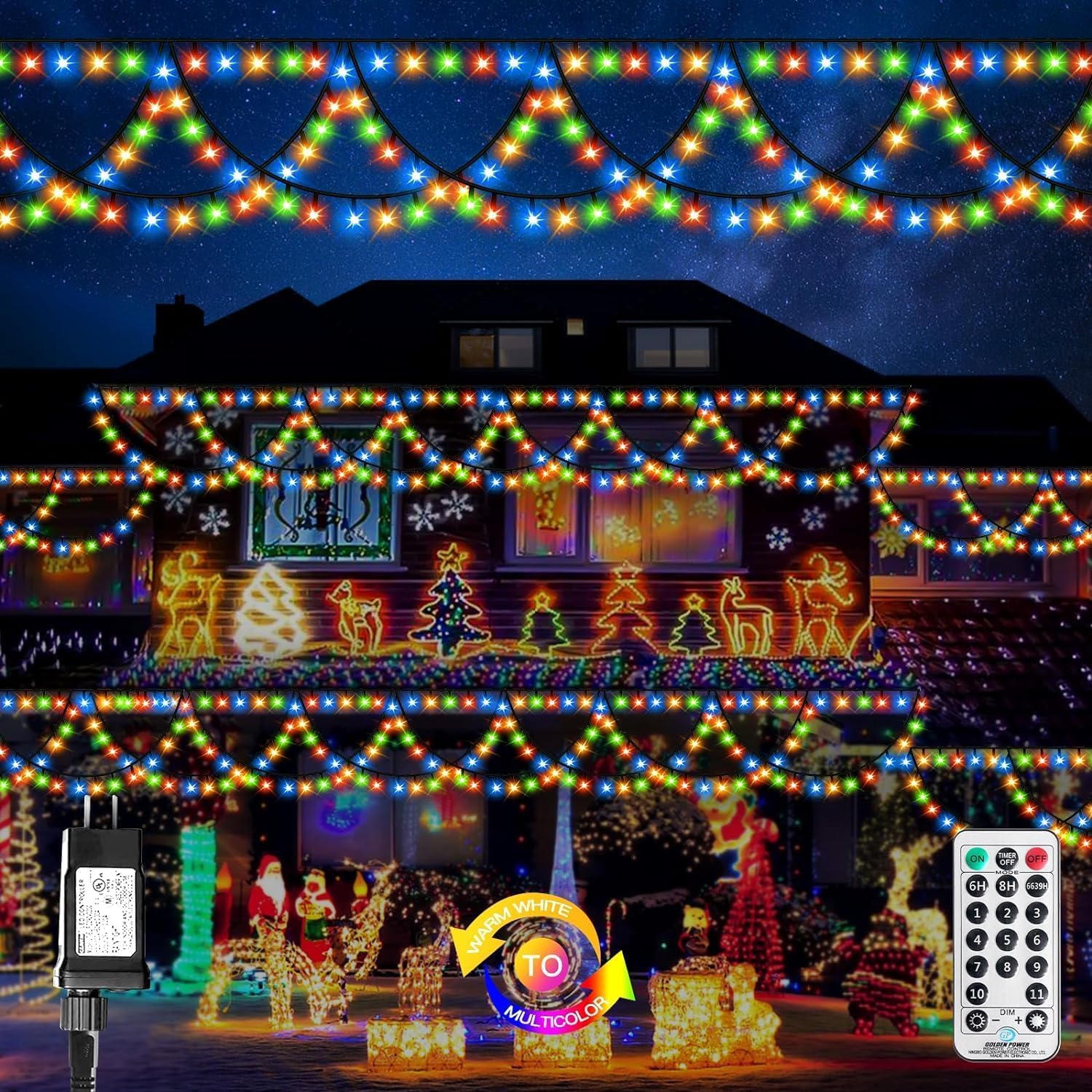 MZD8391 40FT 380 LED Color Changing Christmas Lights Outdoor